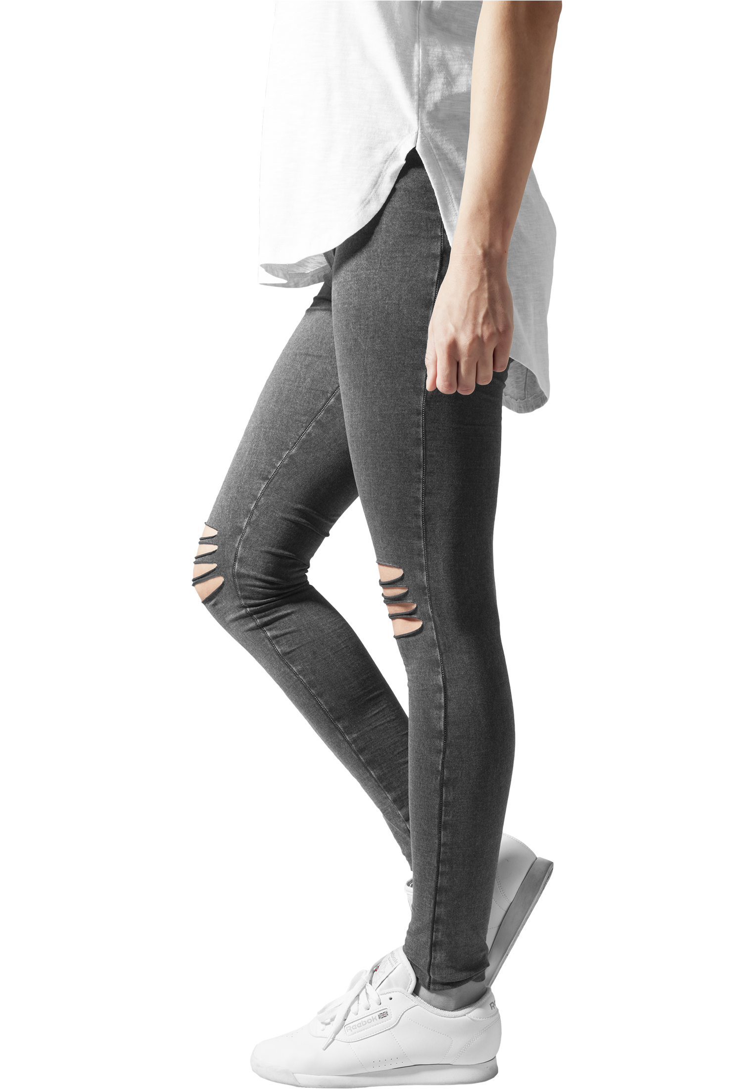 Ladies Cutted Knee Leggings acid black L - variant image 1