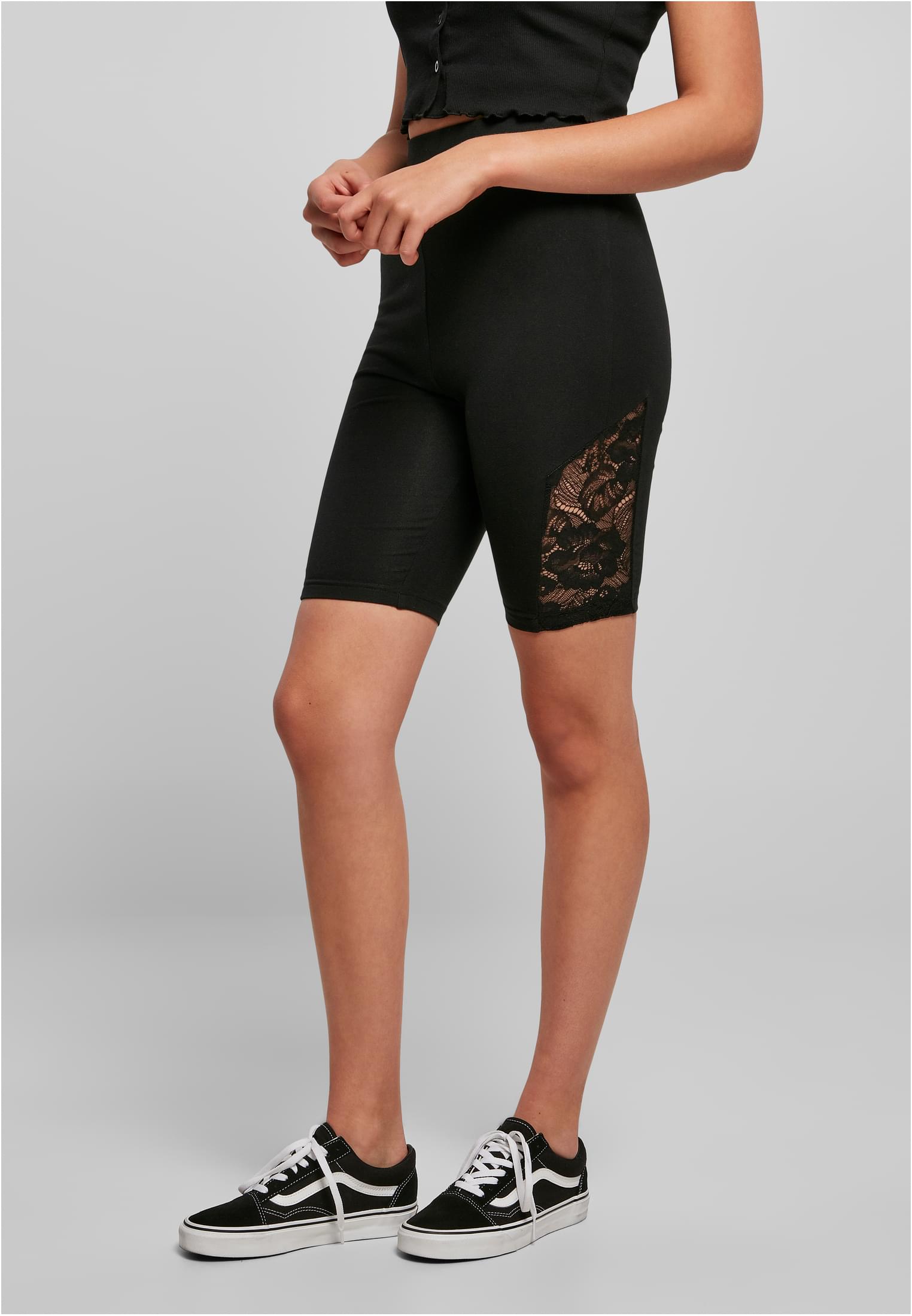 Ladies High Waist Lace Inset Cycle Shorts black 3XL - alternate variant 1