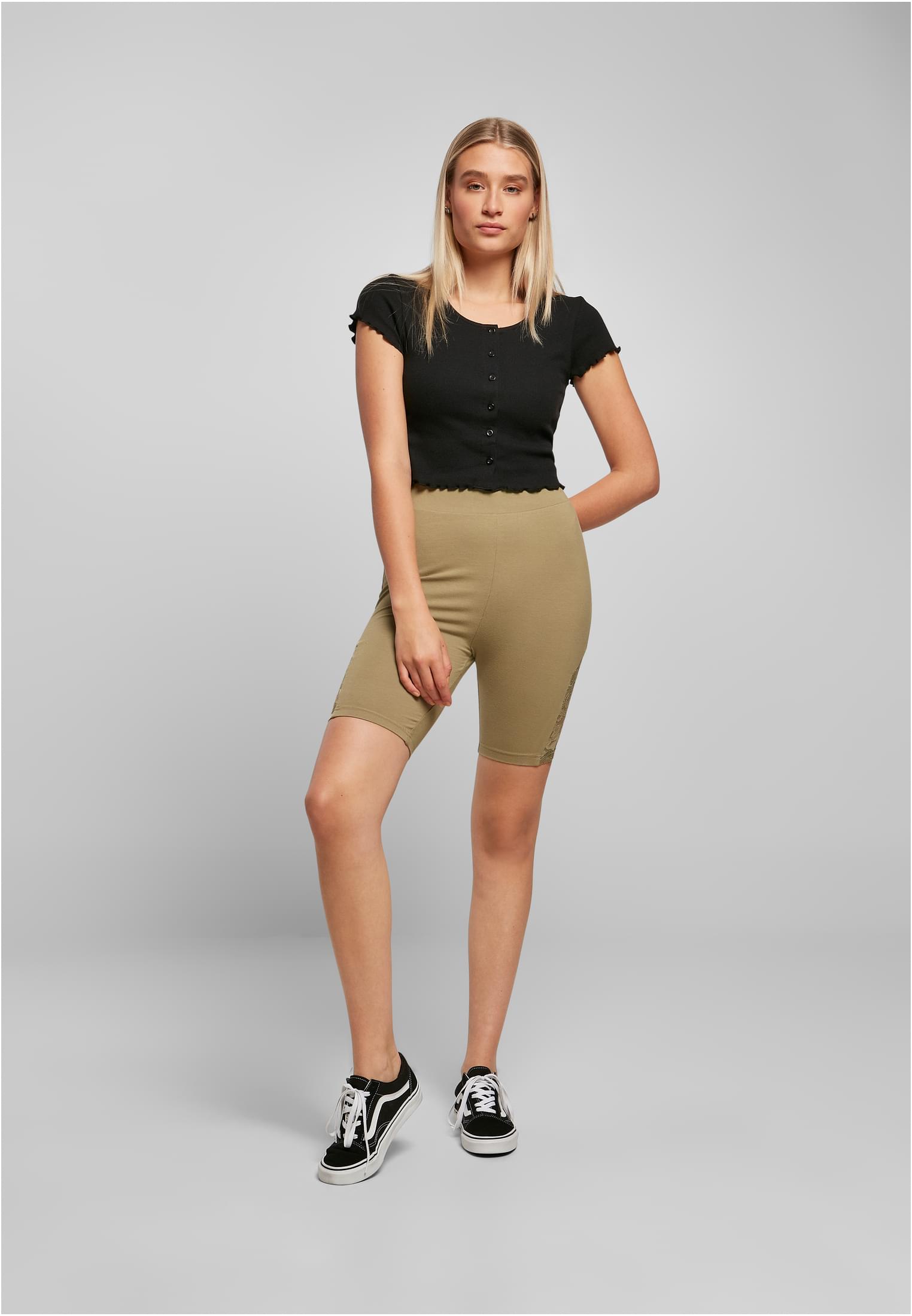 Ladies High Waist Lace Inset Cycle Shorts khaki 3XL - variant image 4