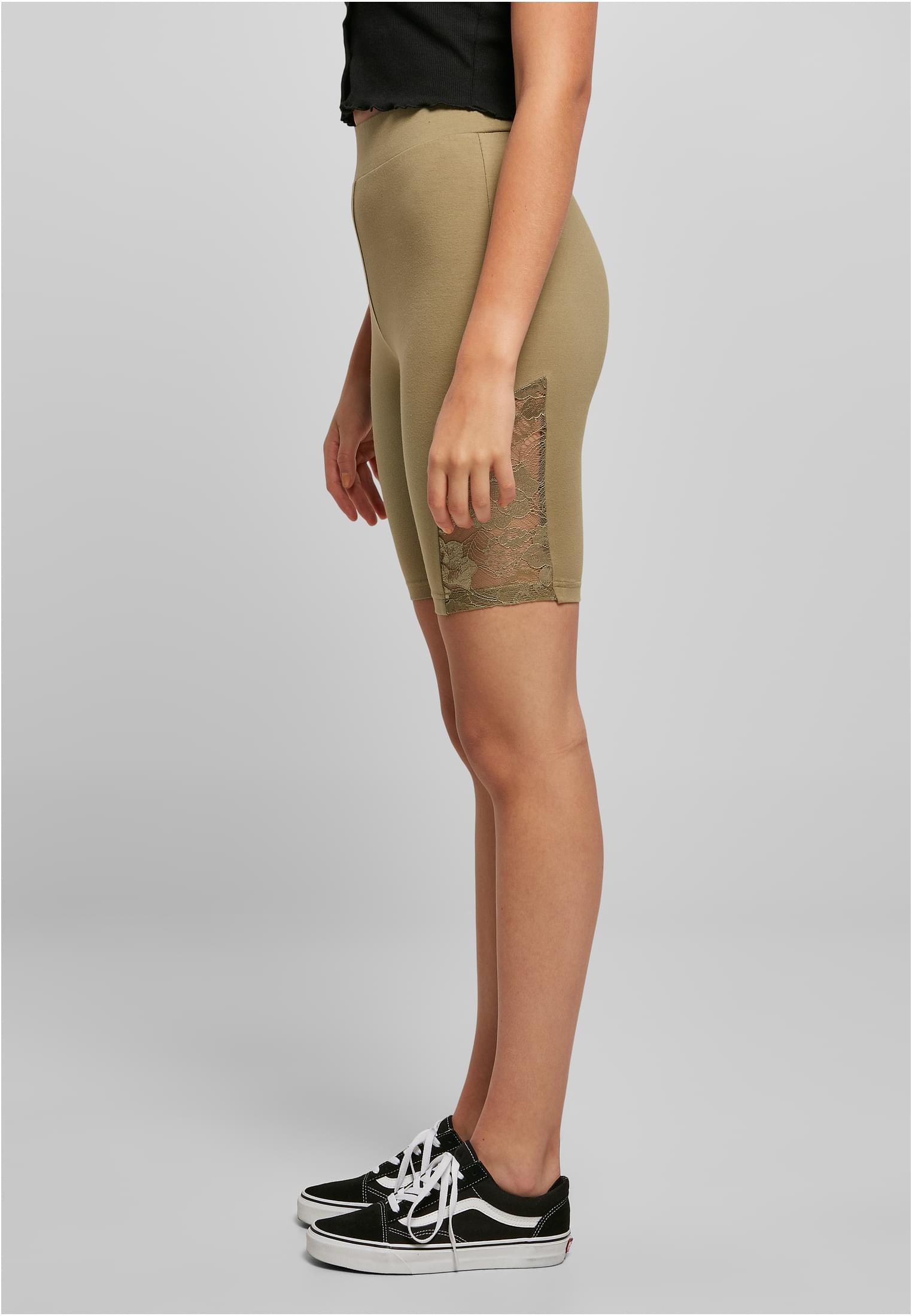 Ladies High Waist Lace Inset Cycle Shorts khaki 3XL - variant image 1