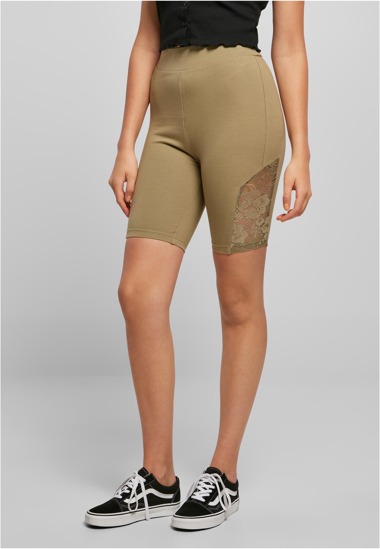 Ladies High Waist Lace Inset Cycle Shorts khaki 3XL - alternate variant 2