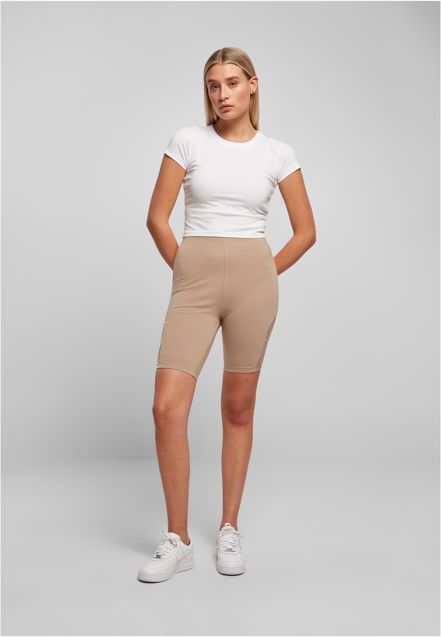 Ladies High Waist Lace Inset Cycle Shorts softtaupe 3XL - variant image 4
