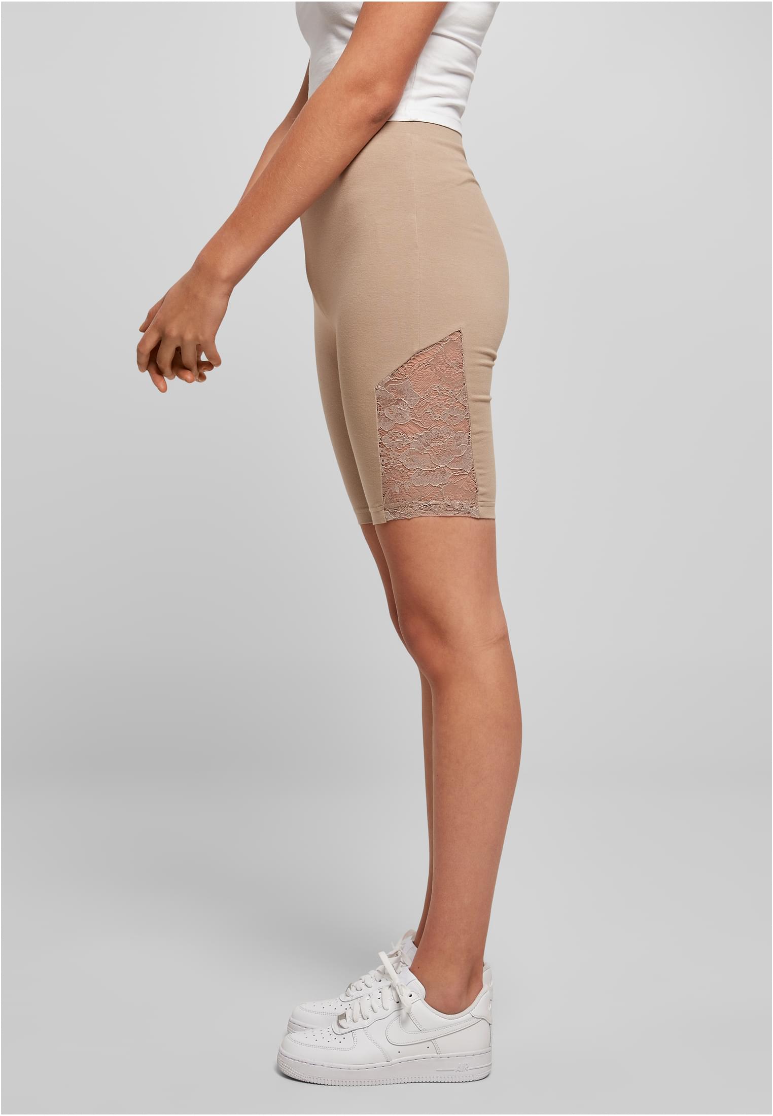 Ladies High Waist Lace Inset Cycle Shorts softtaupe 3XL - variant image 1