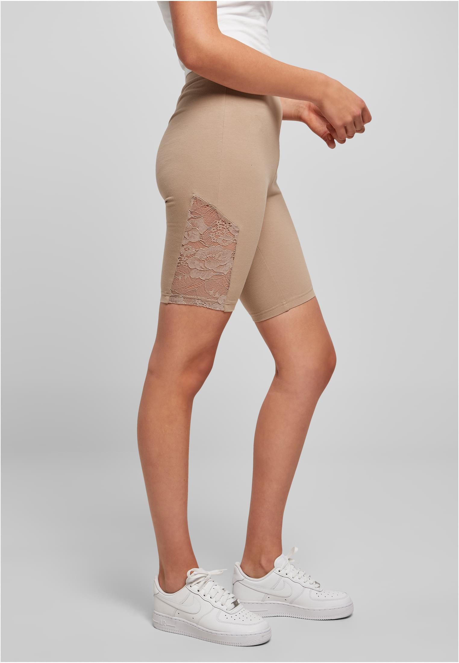 Ladies High Waist Lace Inset Cycle Shorts softtaupe 3XL - variant image 3