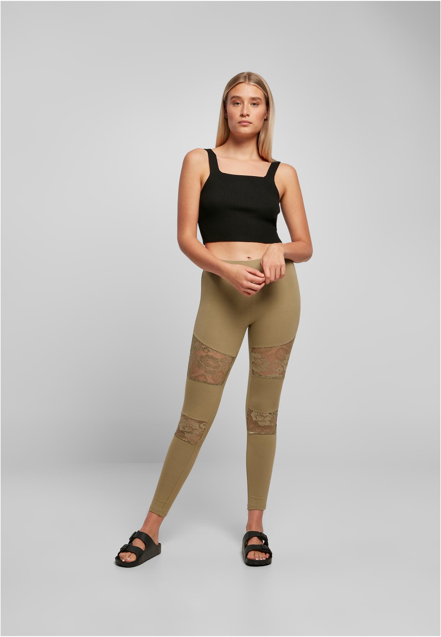 Ladies Laces Inset Leggings khaki 3XL - variant image 4