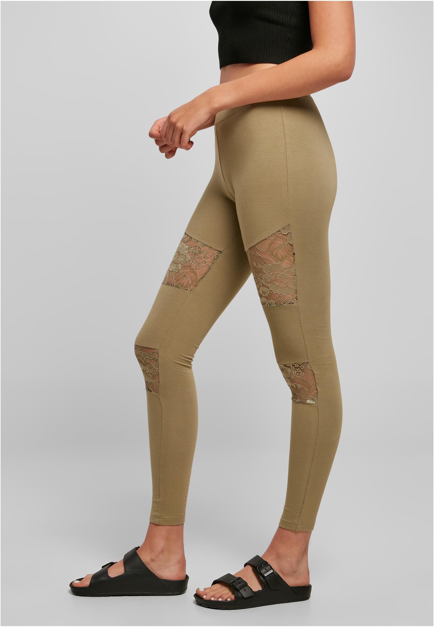 Ladies Laces Inset Leggings khaki 3XL - variant image 1