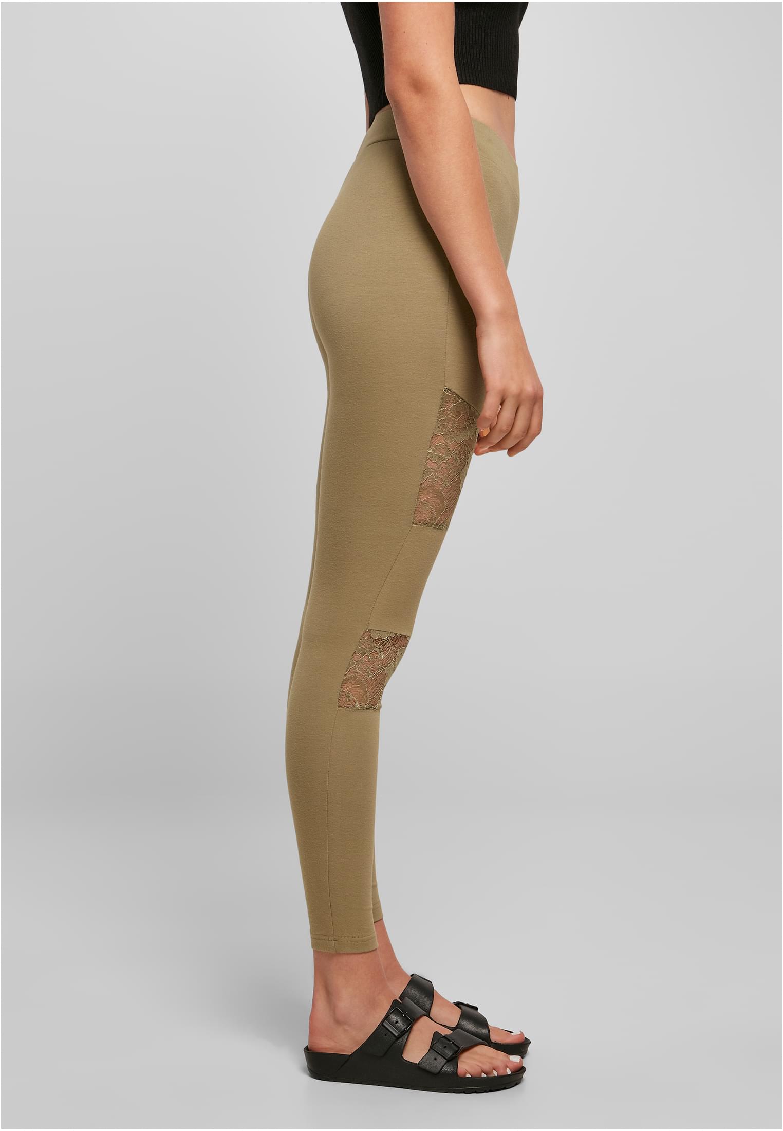 Ladies Laces Inset Leggings khaki 3XL - variant image 3