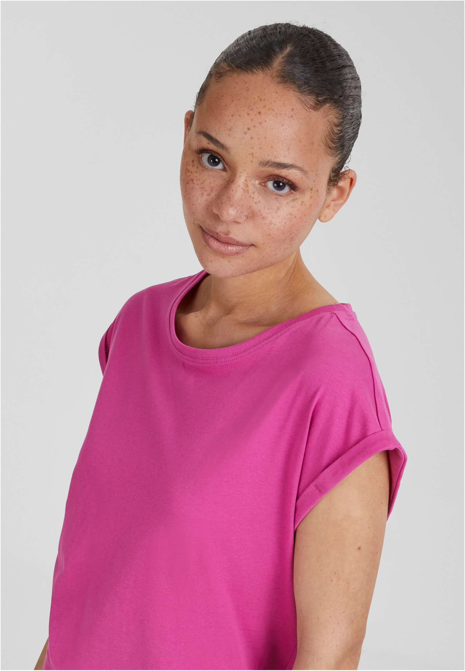 Frauen Verlängerter Schulter T-Shirt leuchtend violett 3XL
 - variant image 5