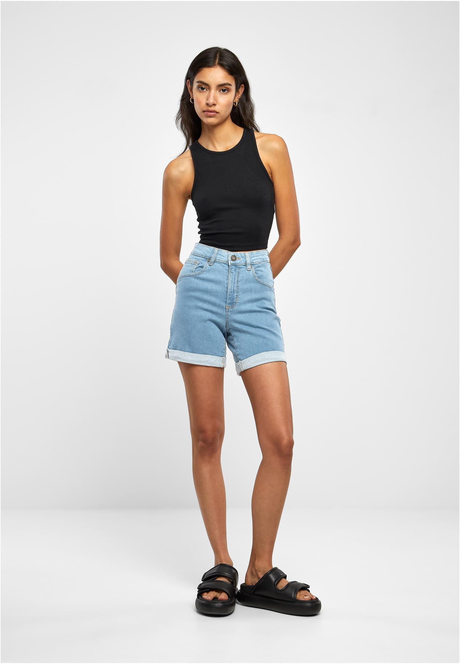 Ladies Organic Stretch Denim 5 Pocket Shorts clearblue bleached 26 - variant image 4