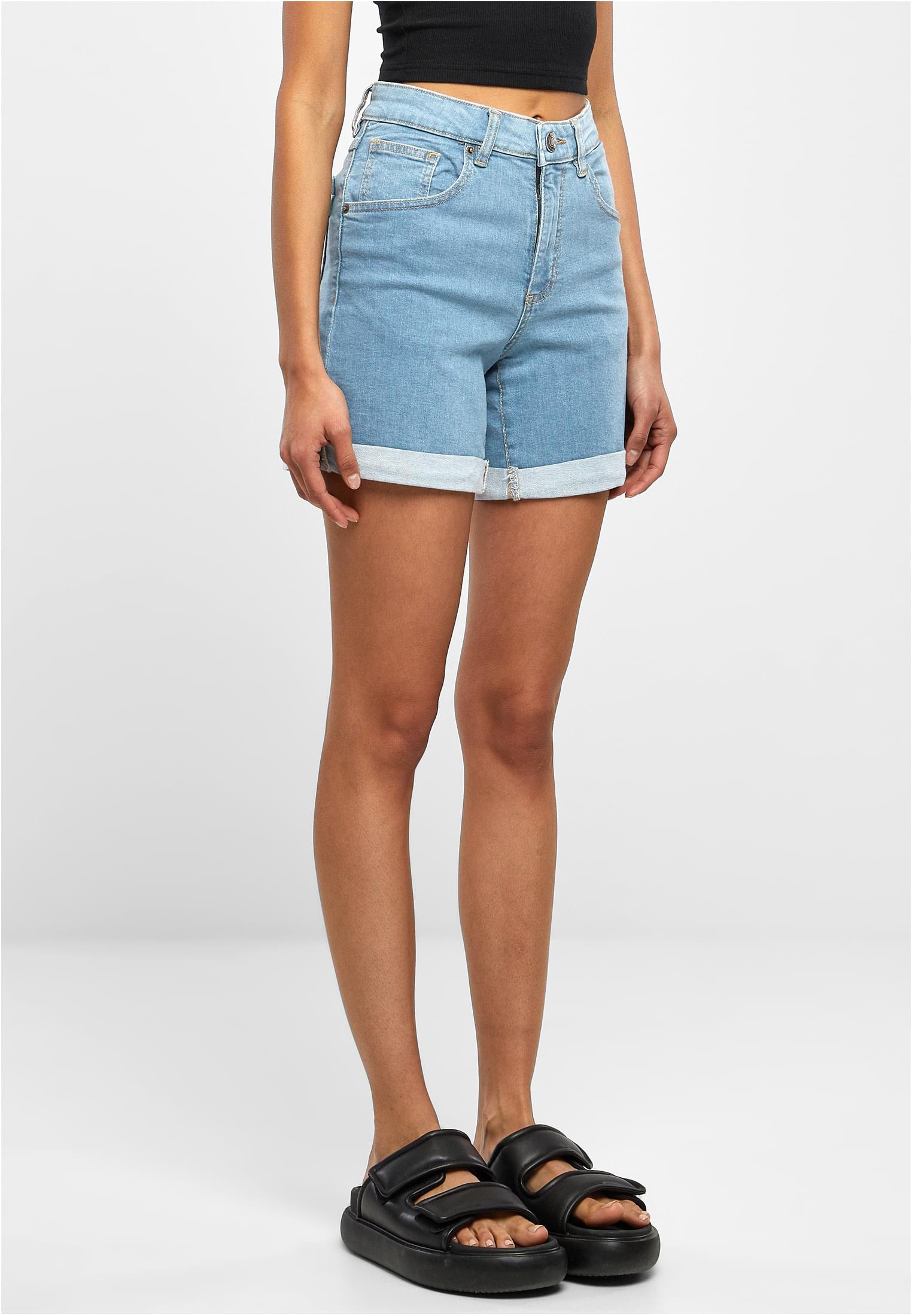 Ladies Organic Stretch Denim 5 Pocket Shorts clearblue bleached 26 - variant image 3