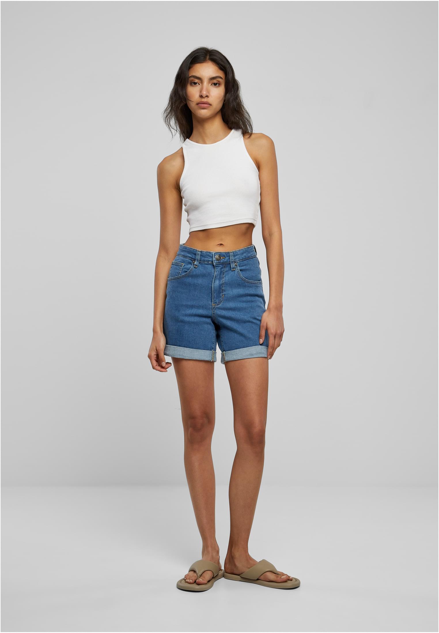 Ladies Organic Stretch Denim 5 Pocket Shorts clearblue washed 26 - variant image 4