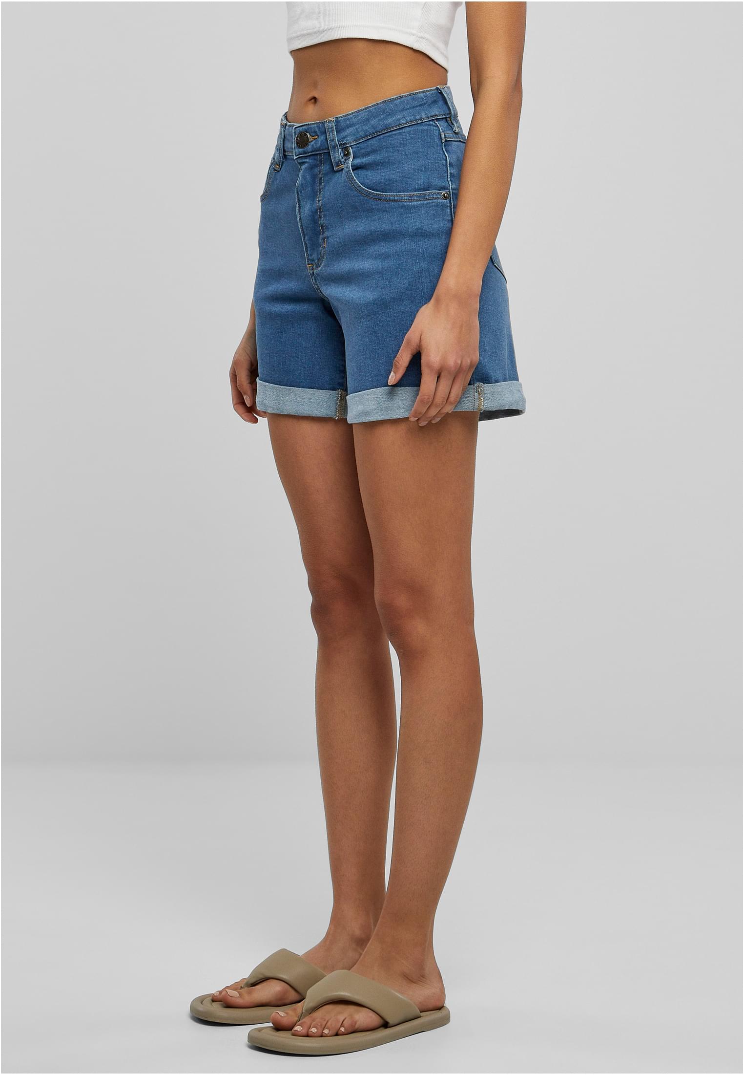 Ladies Organic Stretch Denim 5 Pocket Shorts clearblue washed 26 - variant image 1