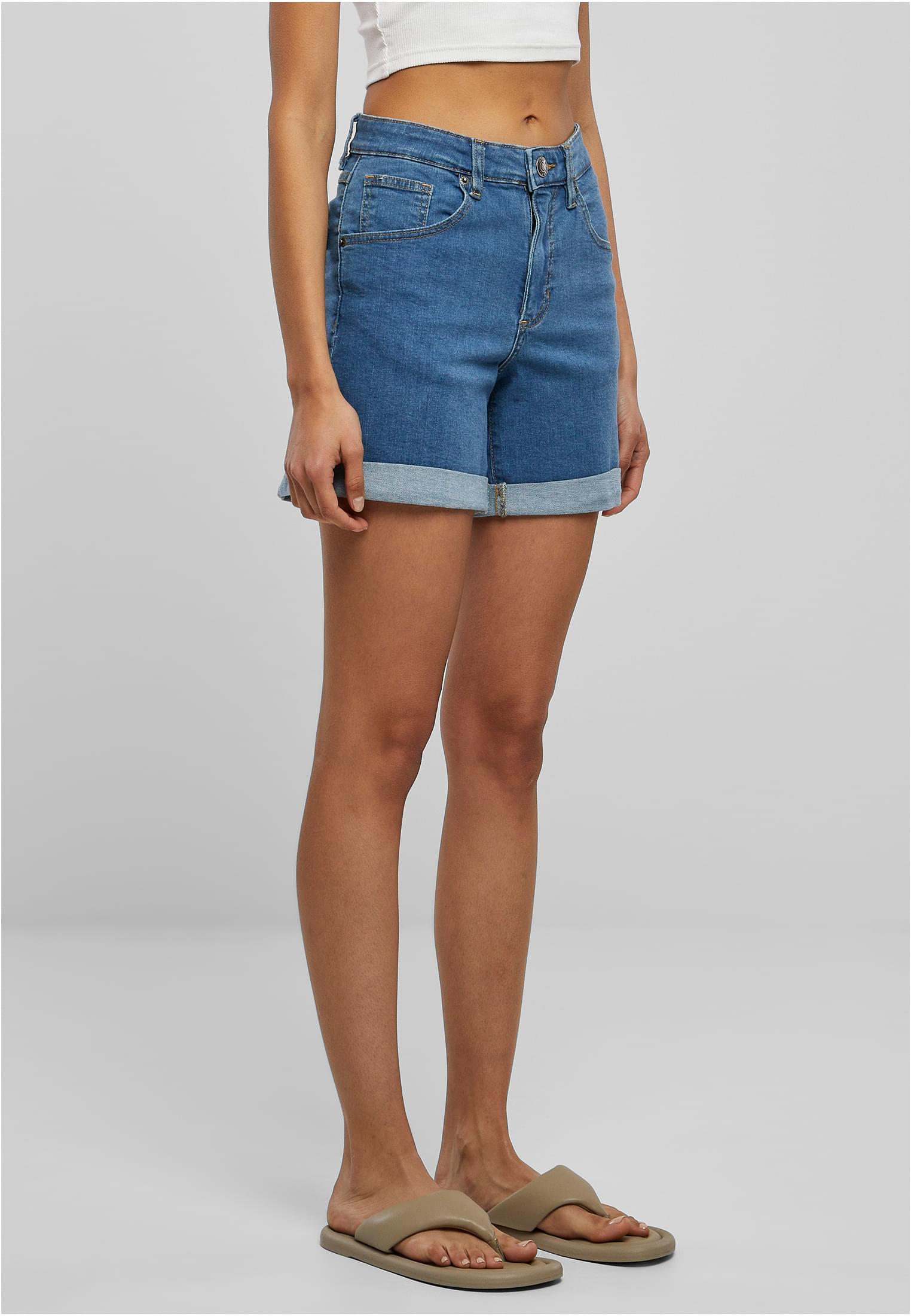 Ladies Organic Stretch Denim 5 Pocket Shorts clearblue washed 26 - variant image 3