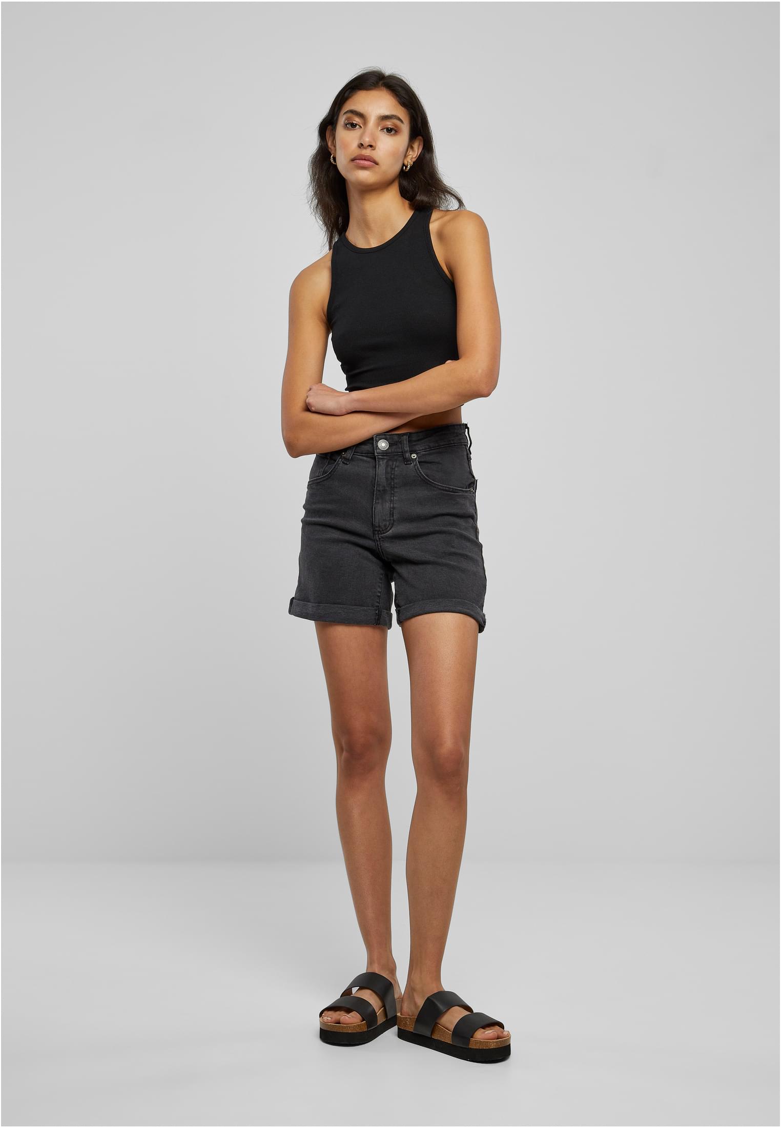 Ladies Organic Stretch Denim 5 Pocket Shorts black washed 26 - variant image 4