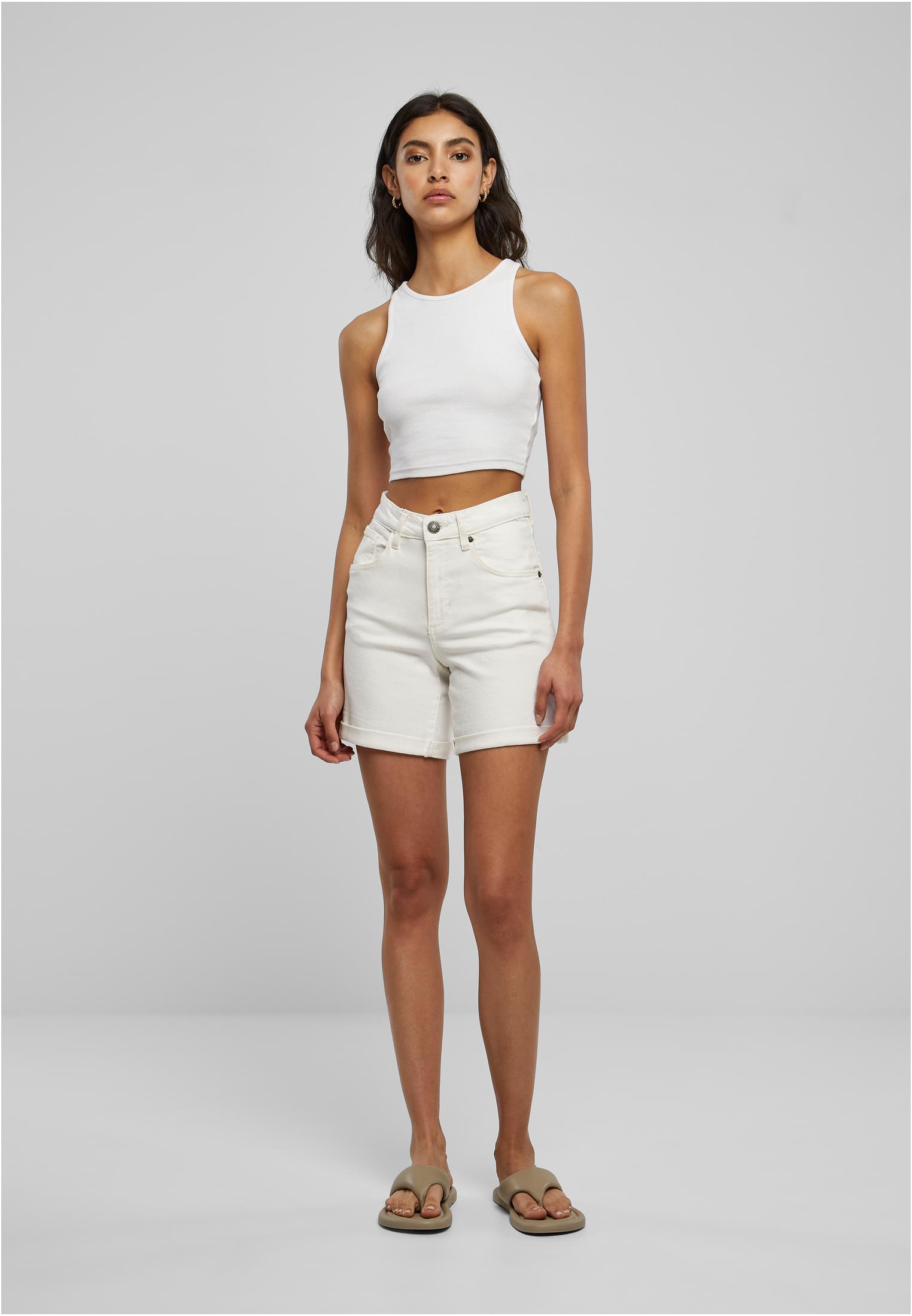 Ladies Organic Stretch Denim 5 Pocket Shorts offwhite raw 26 - variant image 4