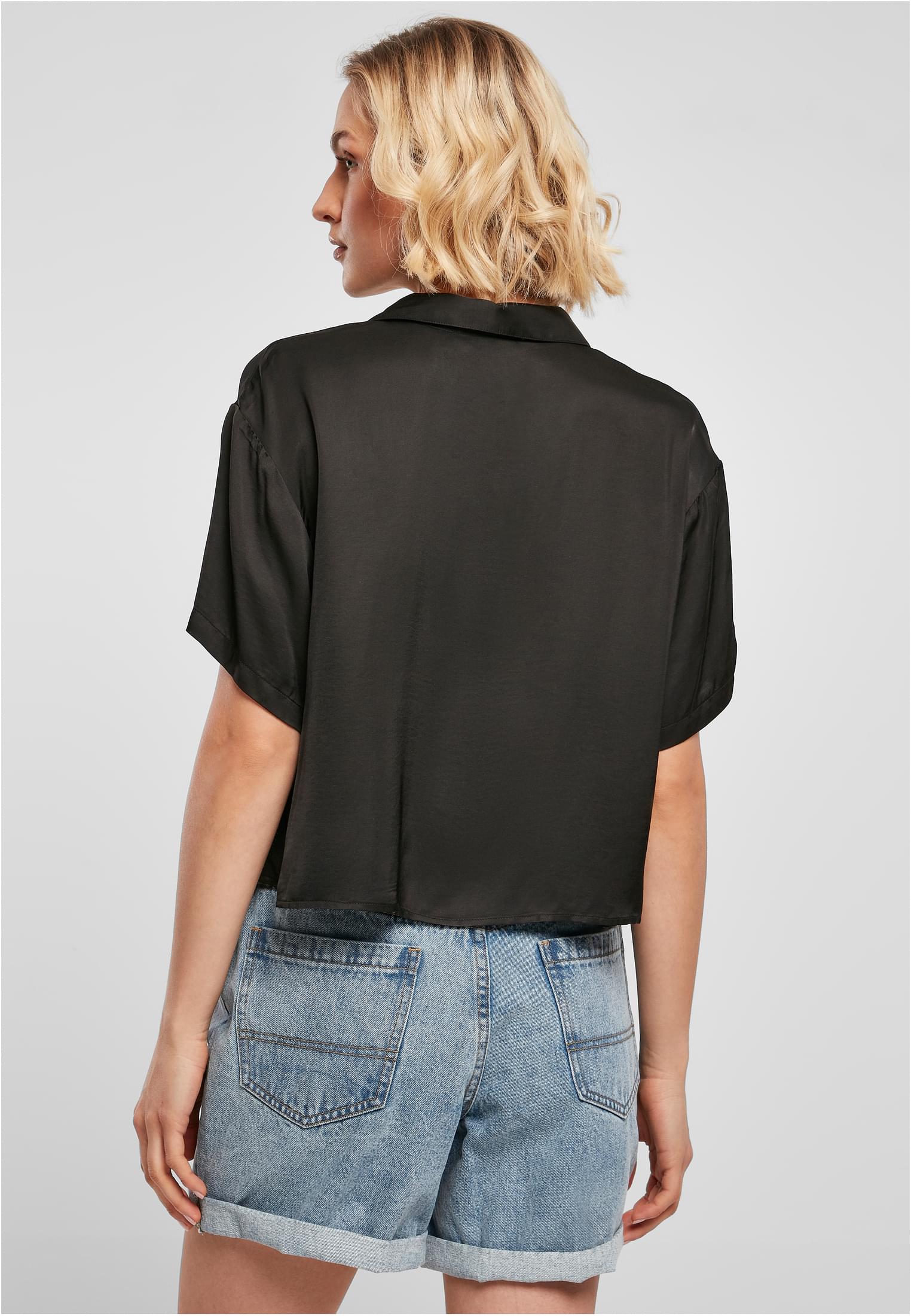 Ladies Viscose Satin Resort Shirt black 3XL - variant image 2