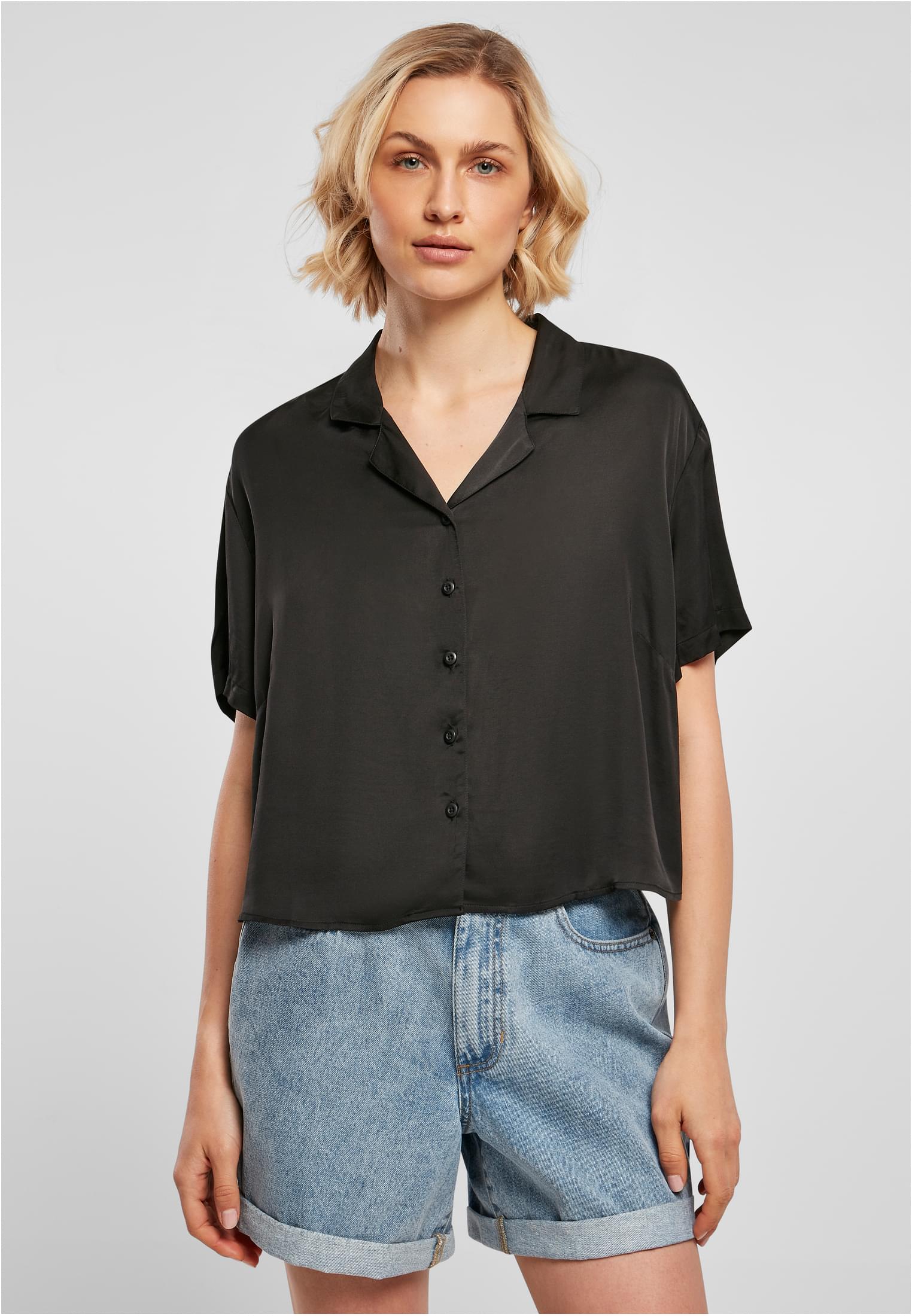 Ladies Viscose Satin Resort Shirt black 3XL - alternate variant 1