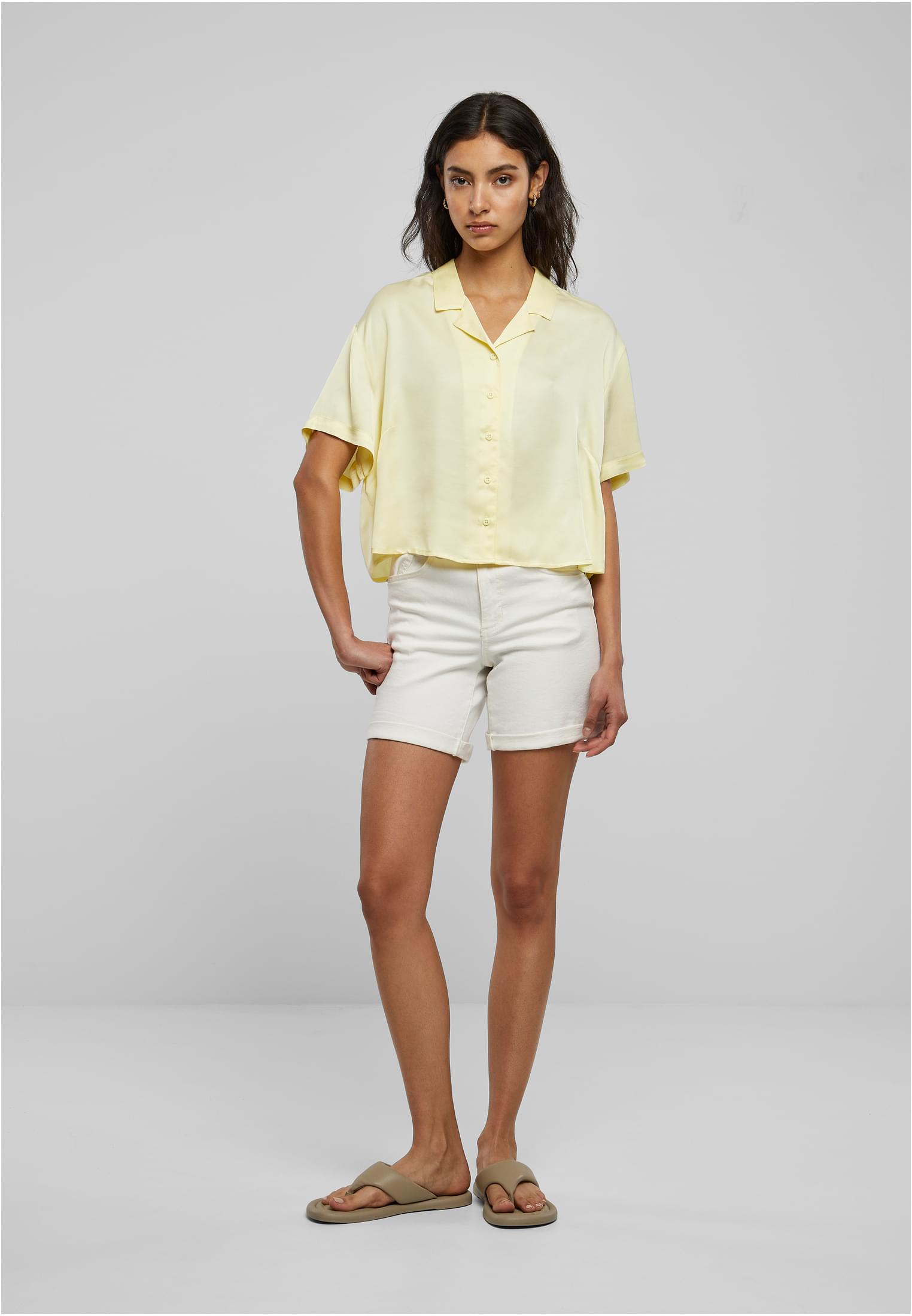 Ladies Viscose Satin Resort Shirt softyellow 3XL - variant image 4