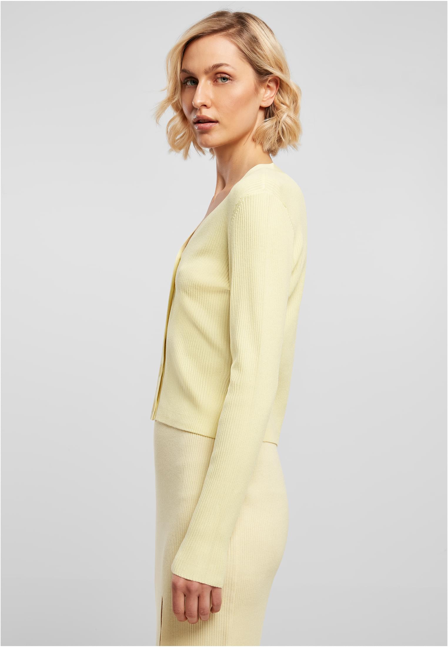 pull court en maille cardigan jaune pâle 3XL
 - variant image 1