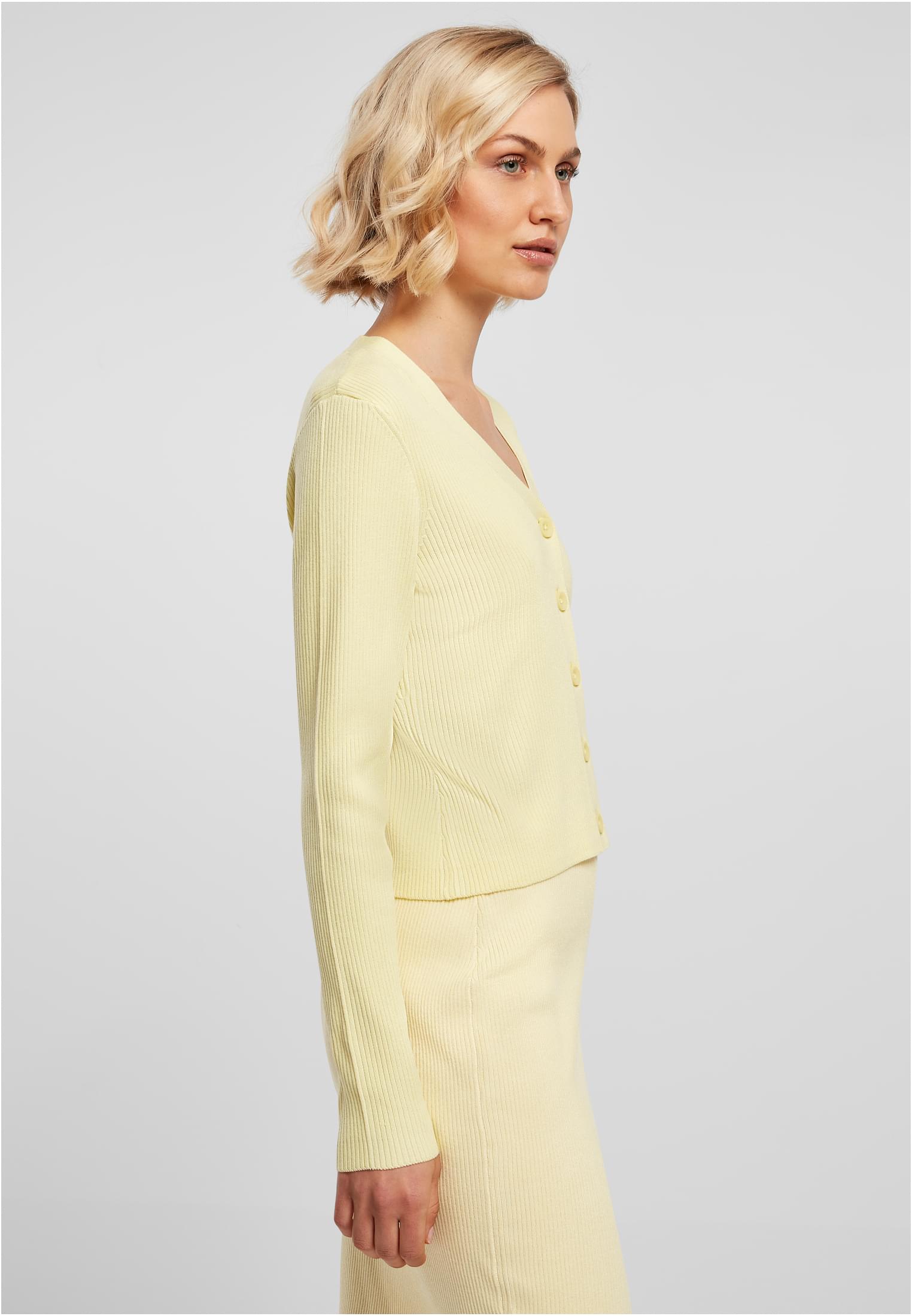 pull court en maille cardigan jaune pâle 3XL
 - variant image 3
