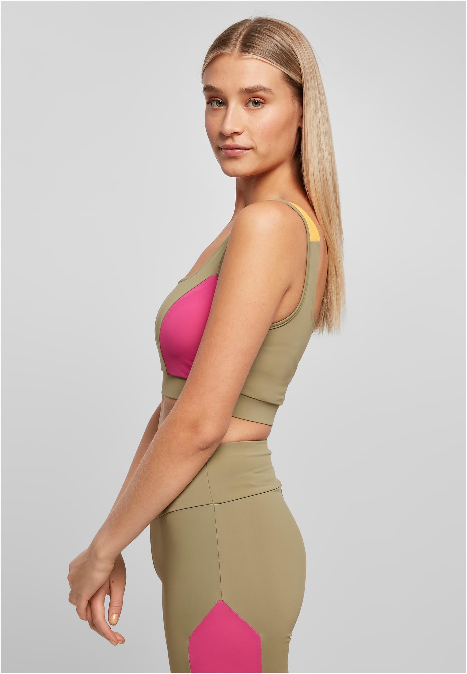 Ladies Color Block Bra khaki/brightviolett/magimango 3XL - variant image 1