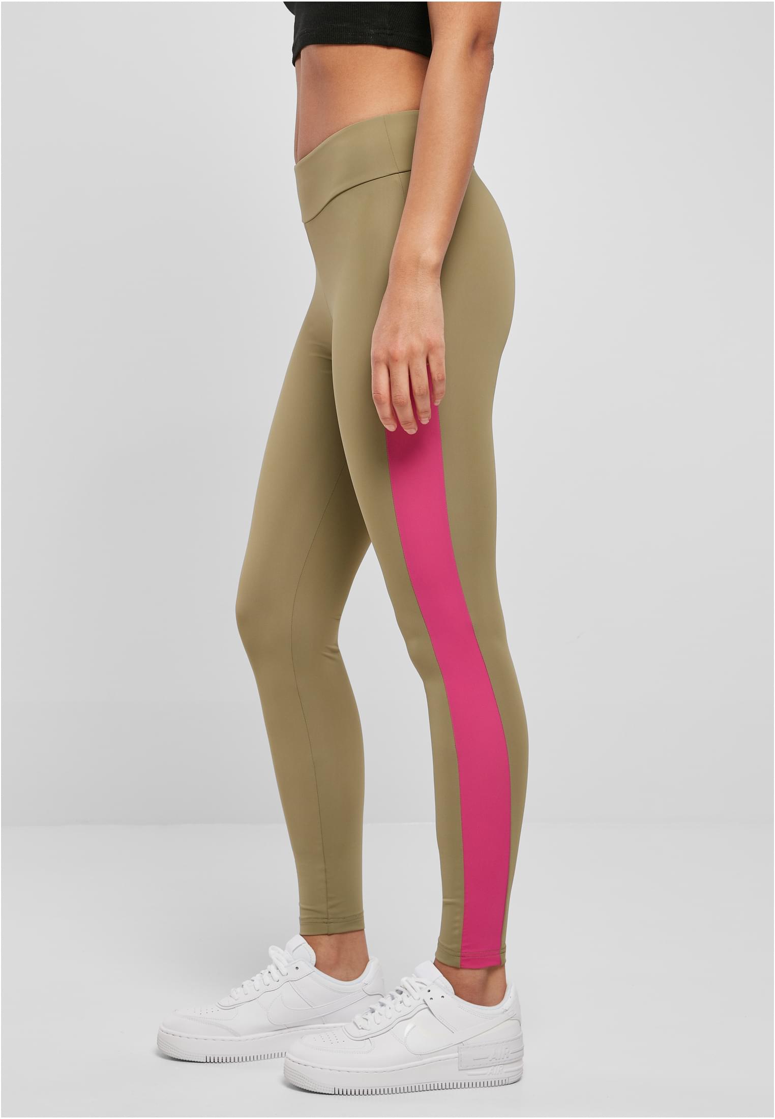 Ladies Color Block Leggings khaki/brightviolet 3XL - variant image 1