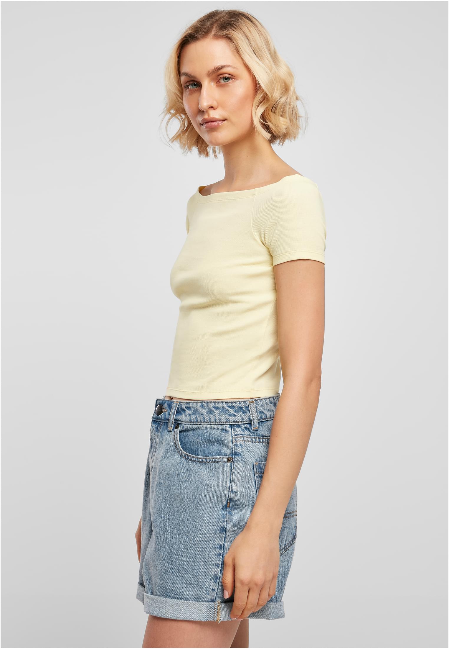 レディース オフショルダー リブ Tシャツ ソフトイエロー 3XL
 - variant image 1