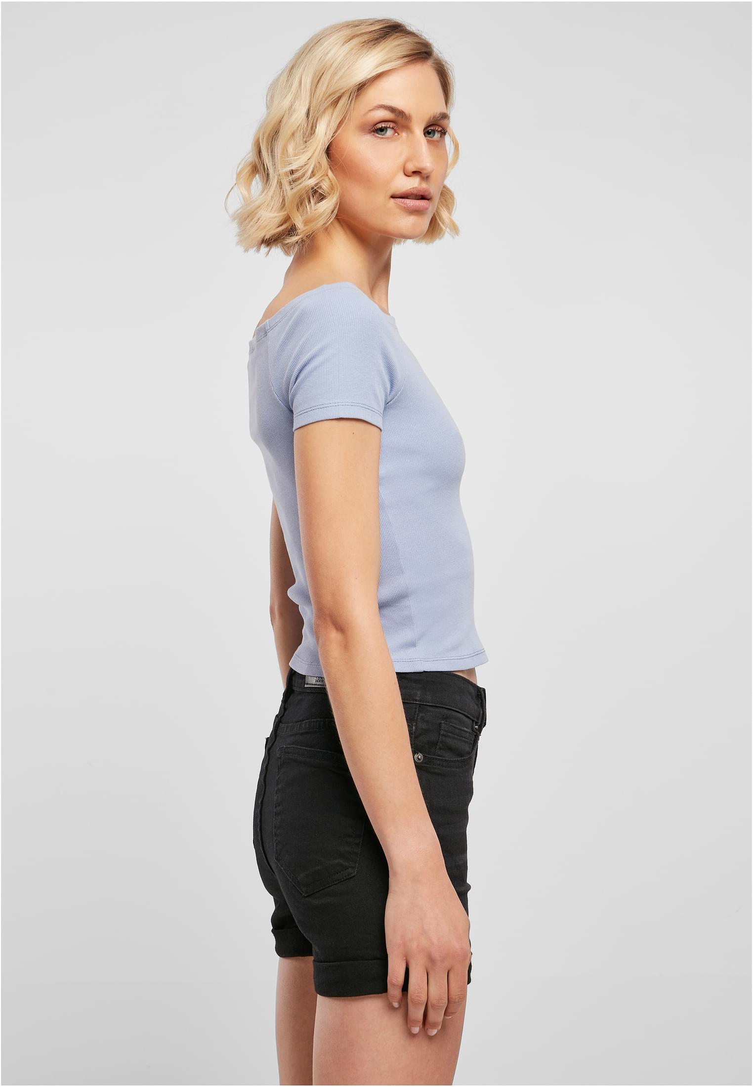 レディース オフショルダー リブ Tシャツ ビオラブルー 3XL
 - variant image 3