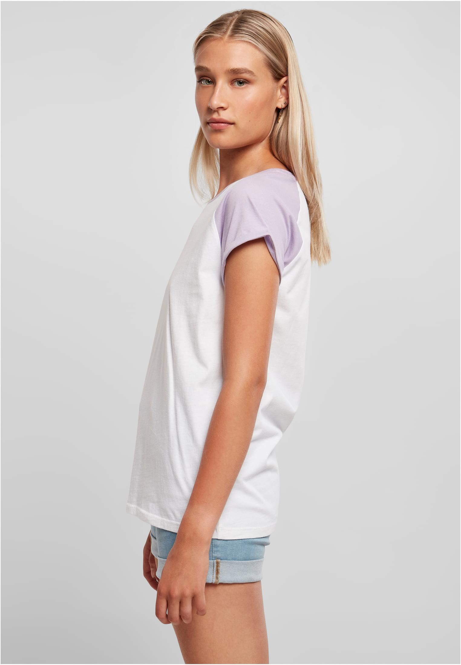 T-shirt contrast raglan femme blanc/lilas 3XL
 - variant image 1