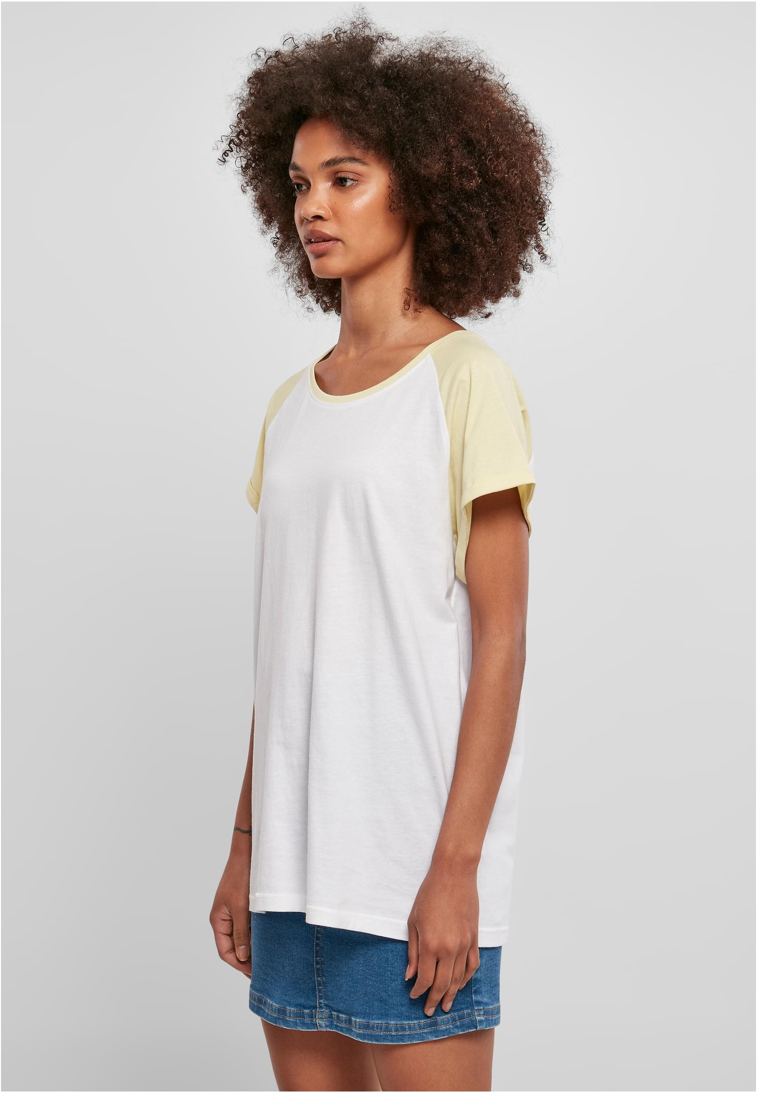 T-shirt contrastées femme Raglan blanc/jaune pâle 3XL
 - variant image 1