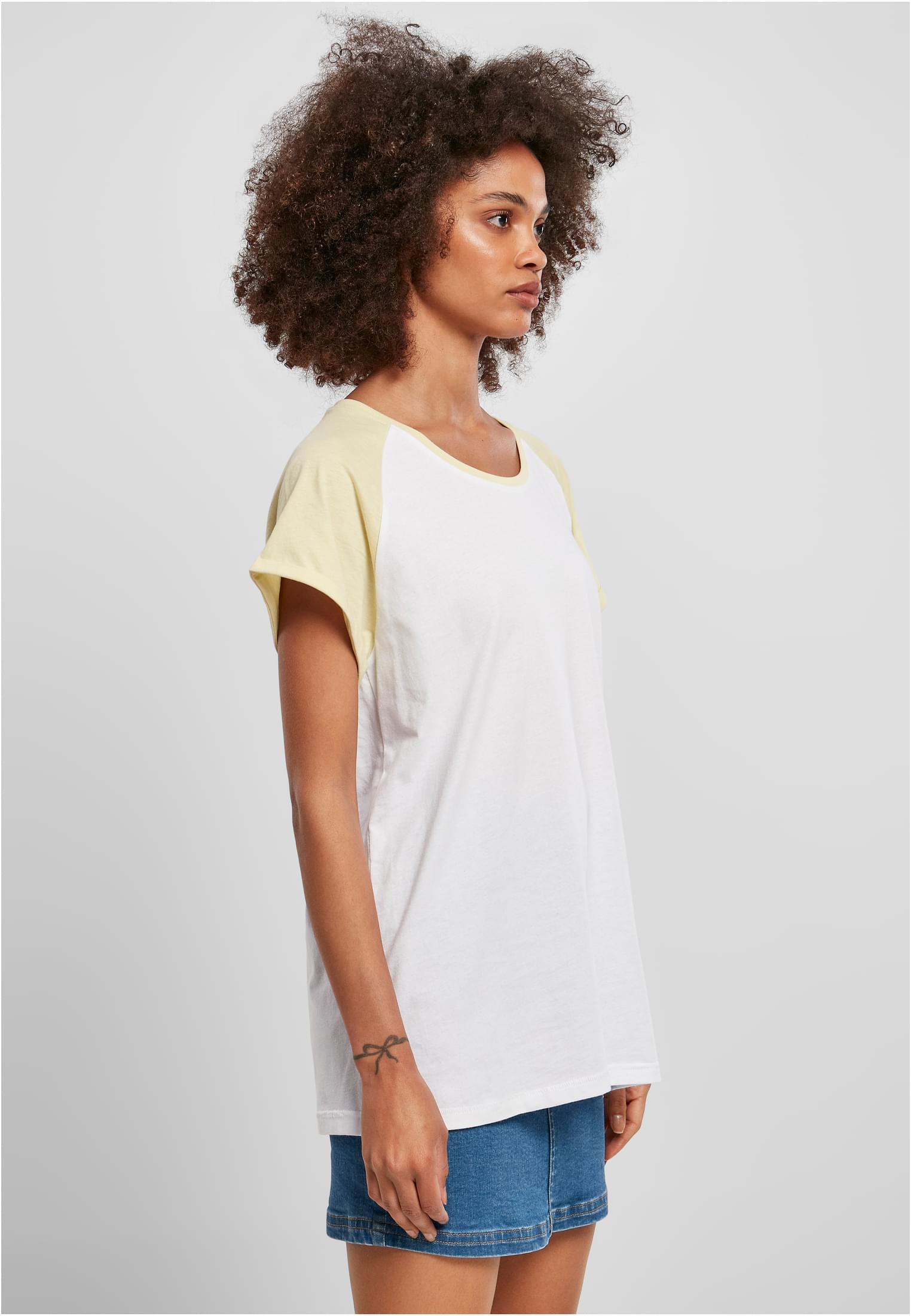 T-shirt contrastées femme Raglan blanc/jaune pâle 3XL
 - variant image 3