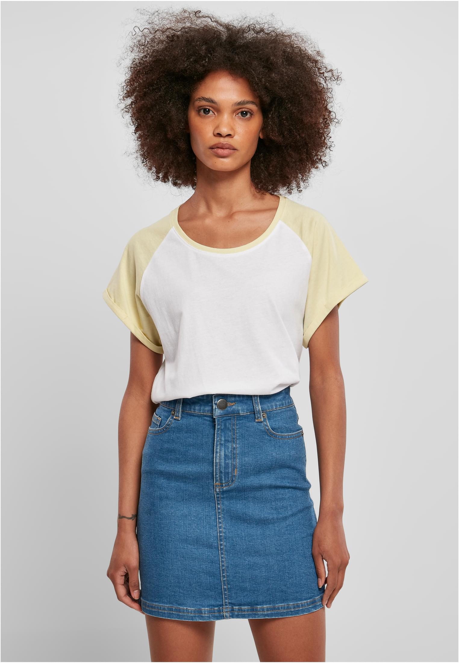 T-shirt contrastées femme Raglan blanc/jaune pâle 3XL
 - alternate variant 10