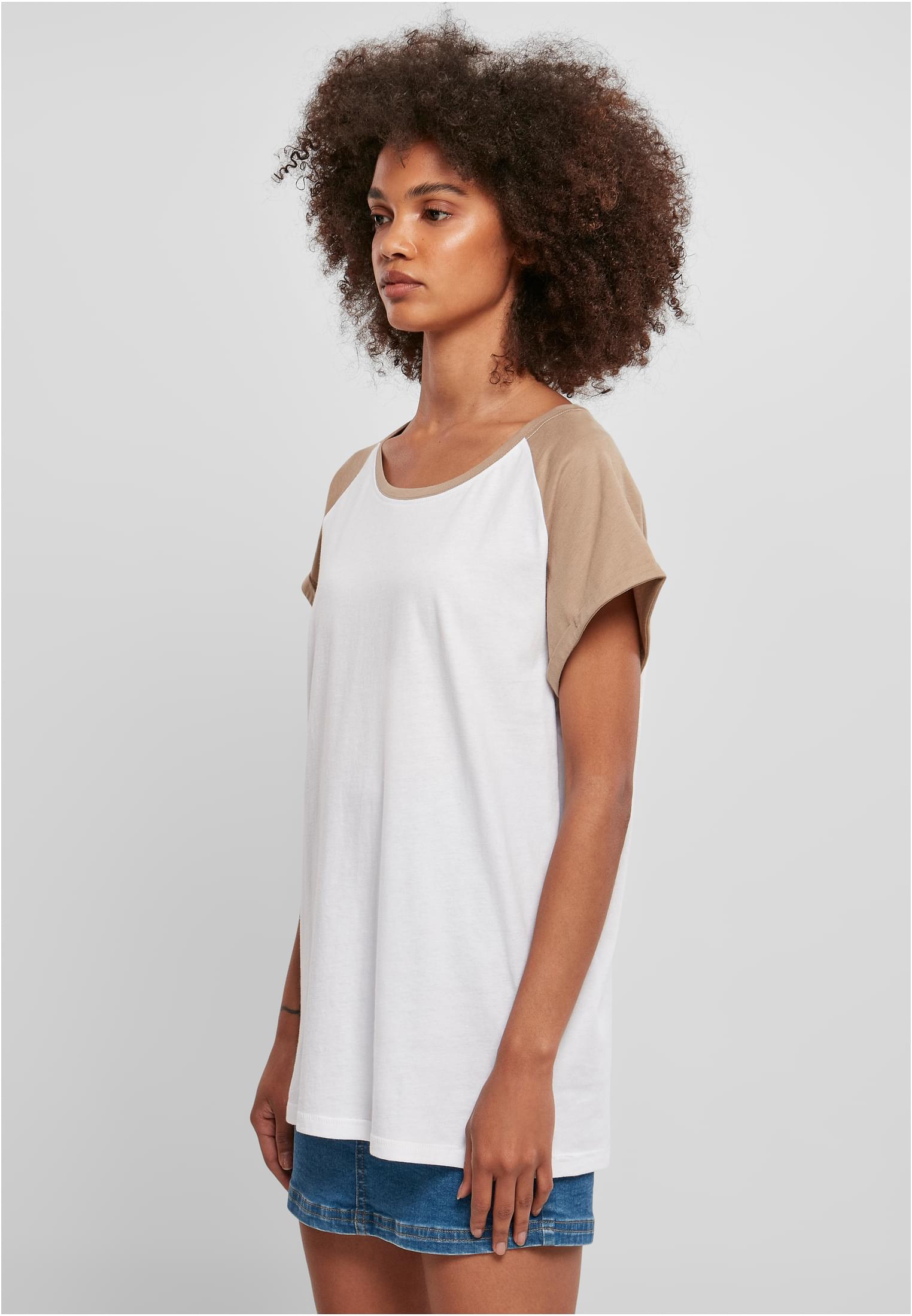 T-shirt contrastées femme Raglan blanc/softtaupe 3XL
 - variant image 1