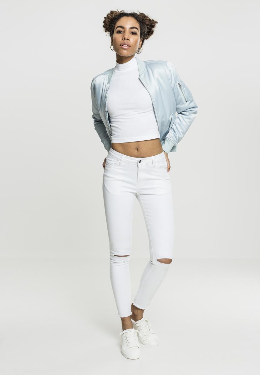 Ladies Satin Bomber Jacket babyblue L - variant image 6