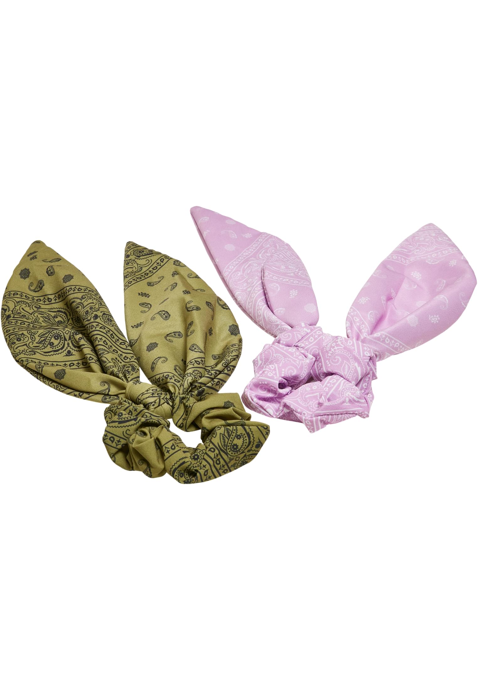 Bandana Print Scrunchies With XXL Bow 2-Pack khaki/lightlilac one size - alternate variant 1