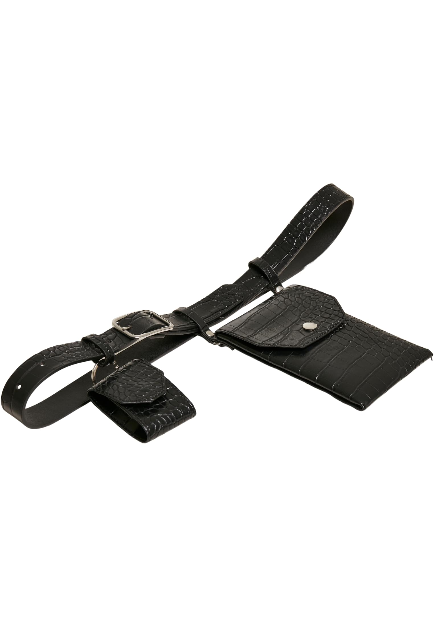 Croco Synthetic Leather Belt With Pouch black/silver L/XL - variant image 2