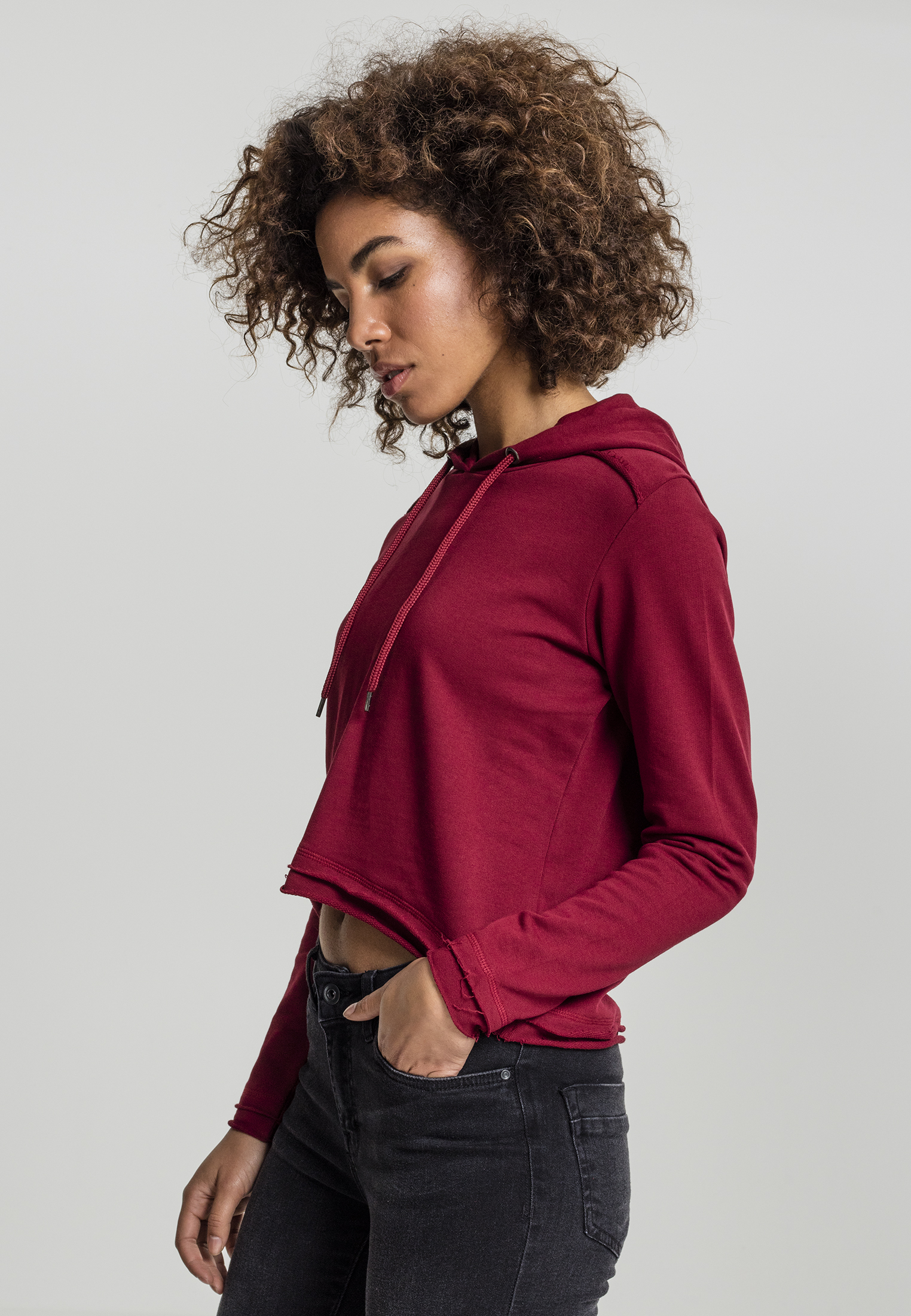 Ladies Cropped Terry Hoody burgundy L - variant image 2