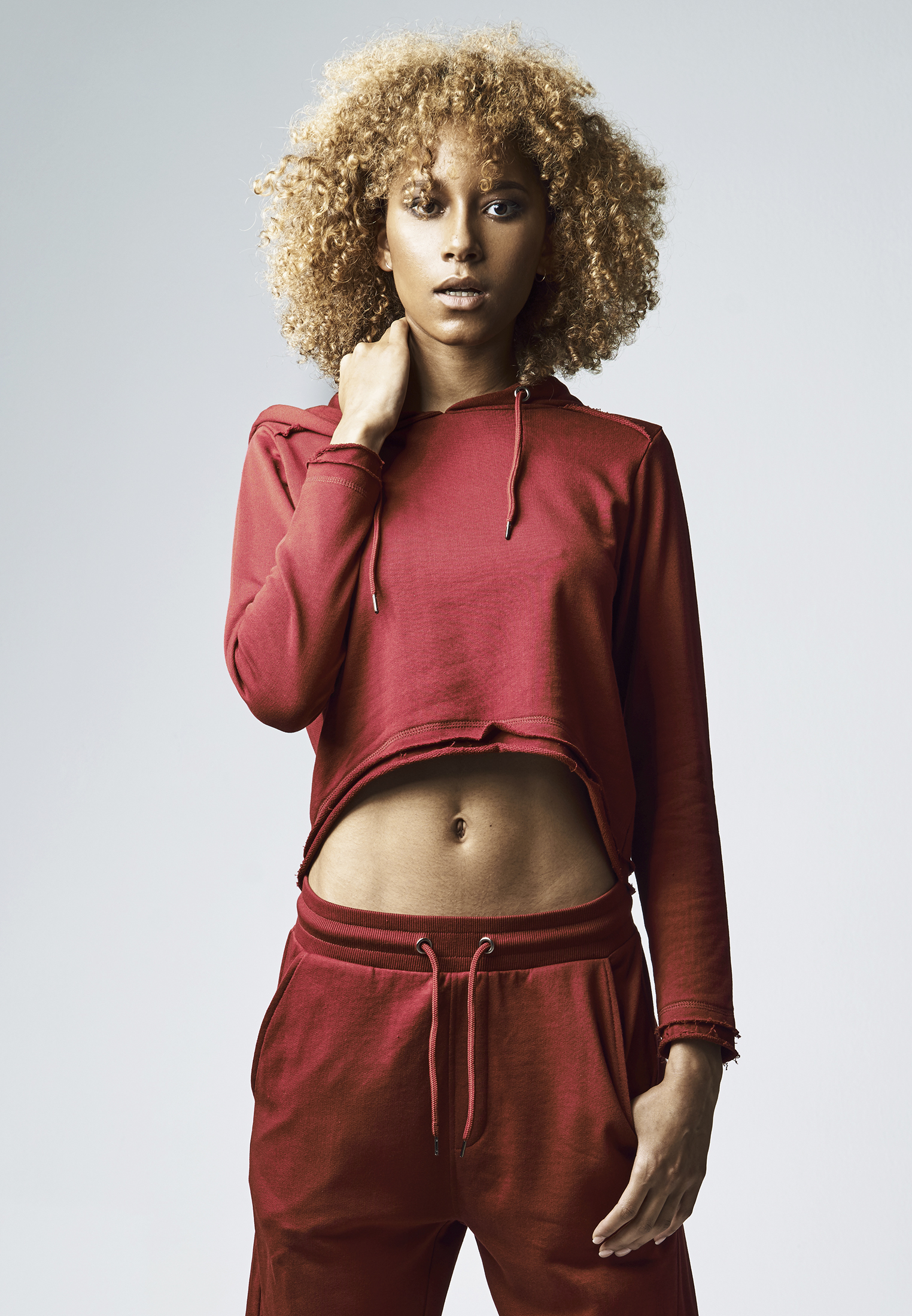 Ladies Cropped Terry Hoody burgundy L - alternate variant 1