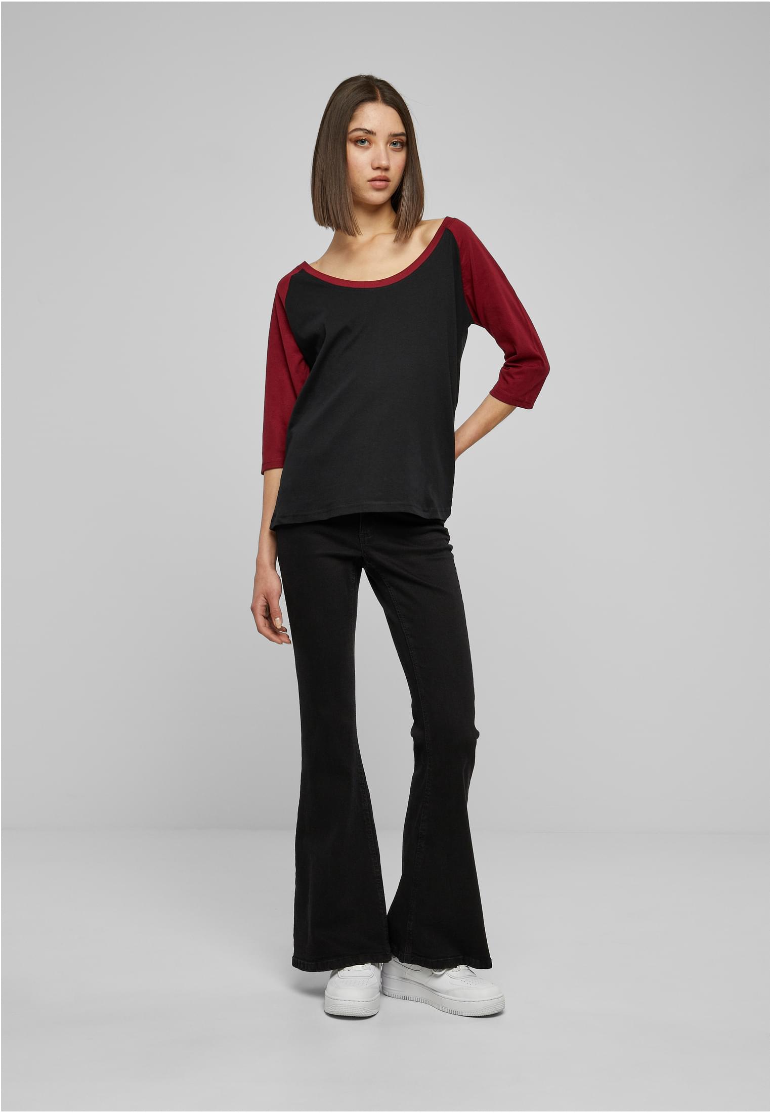 Ladies 3/4 Contrast Raglan Tee blk/burgundy L - variant image 4
