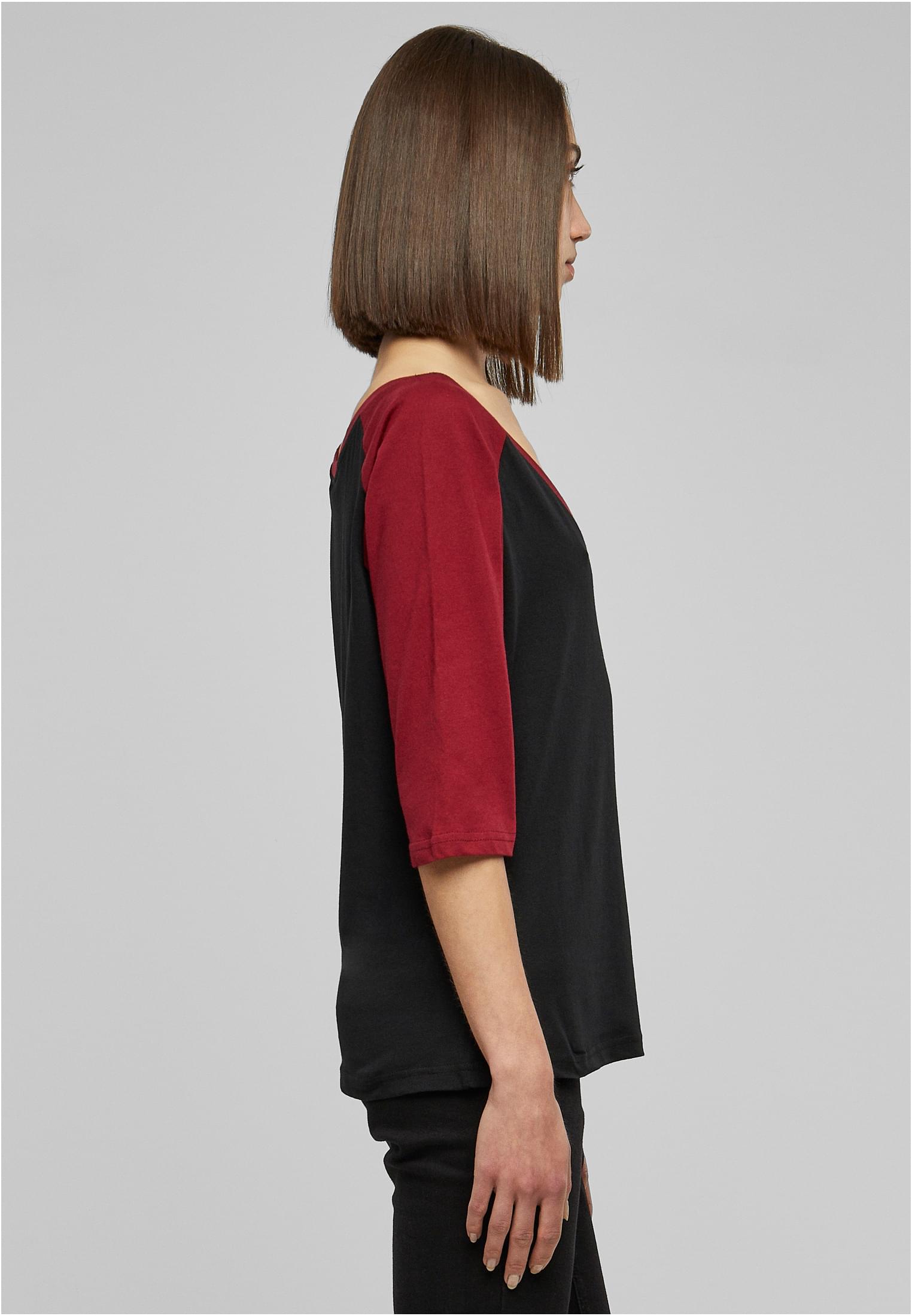 Ladies 3/4 Contrast Raglan Tee blk/burgundy L - variant image 3