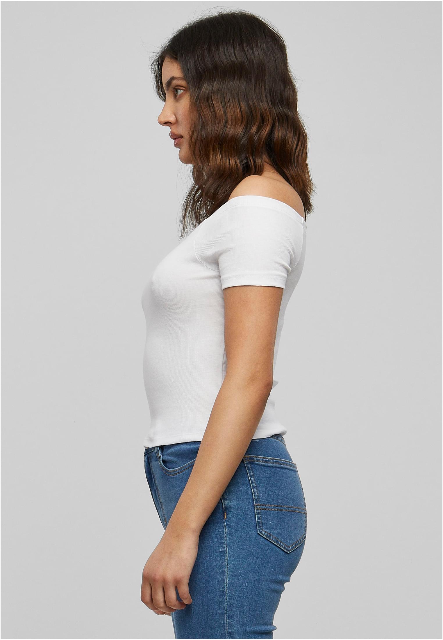 レディース オフショルダー リブ Tシャツ 白 L
 - variant image 1