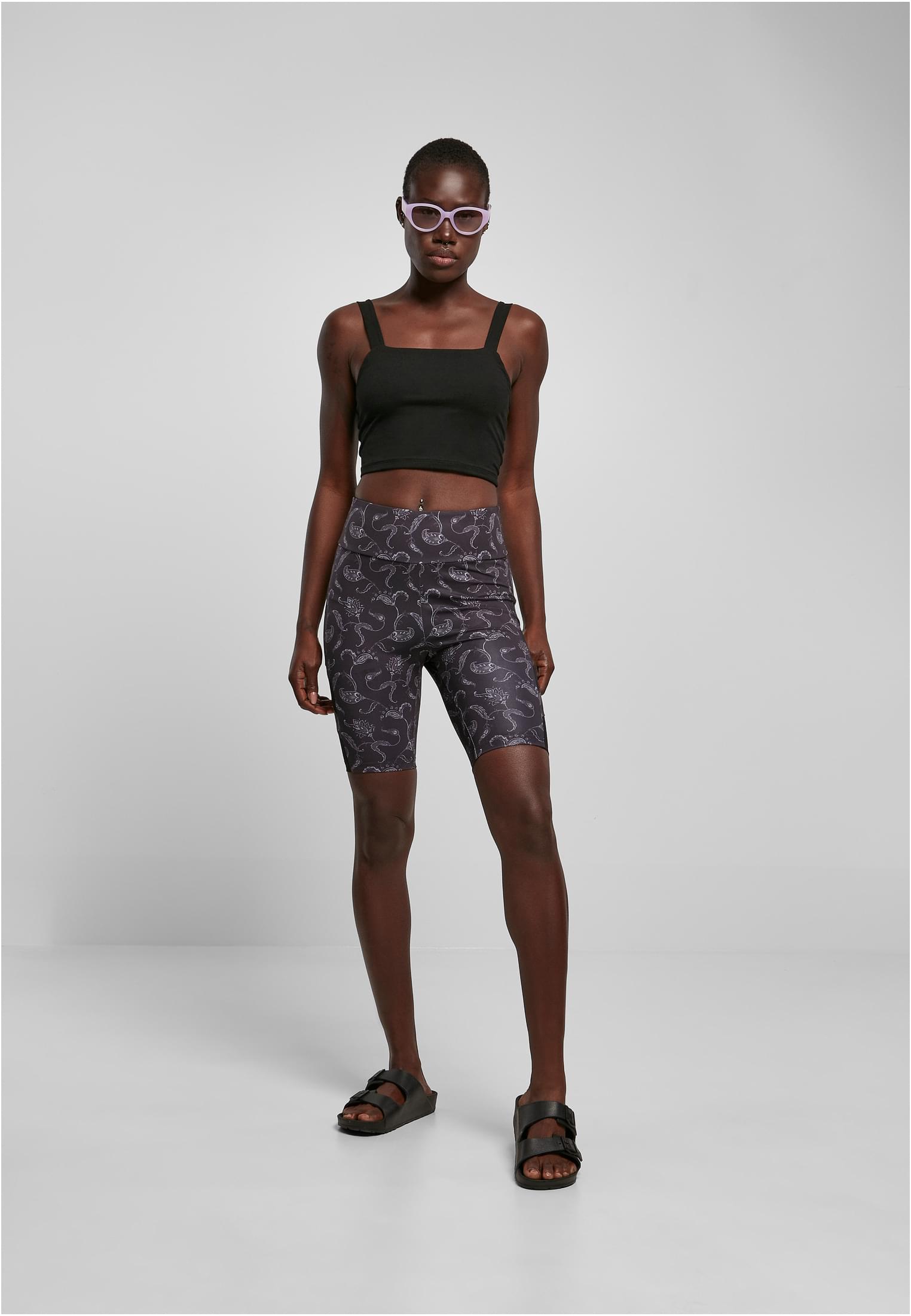 Ladies High Waist Tech Mesh AOP Cycle Shorts blackpaisley 3XL - variant image 4