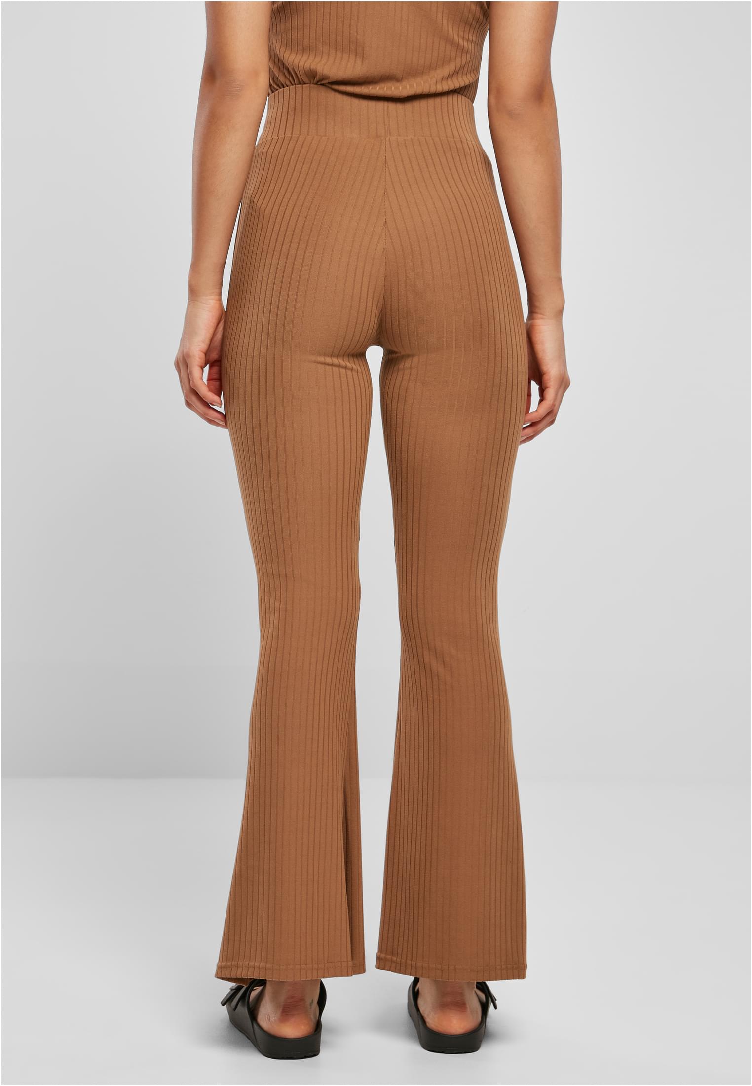 Ladies High Waist Rib Flared Leggings darktaupe 3XL - variant image 2
