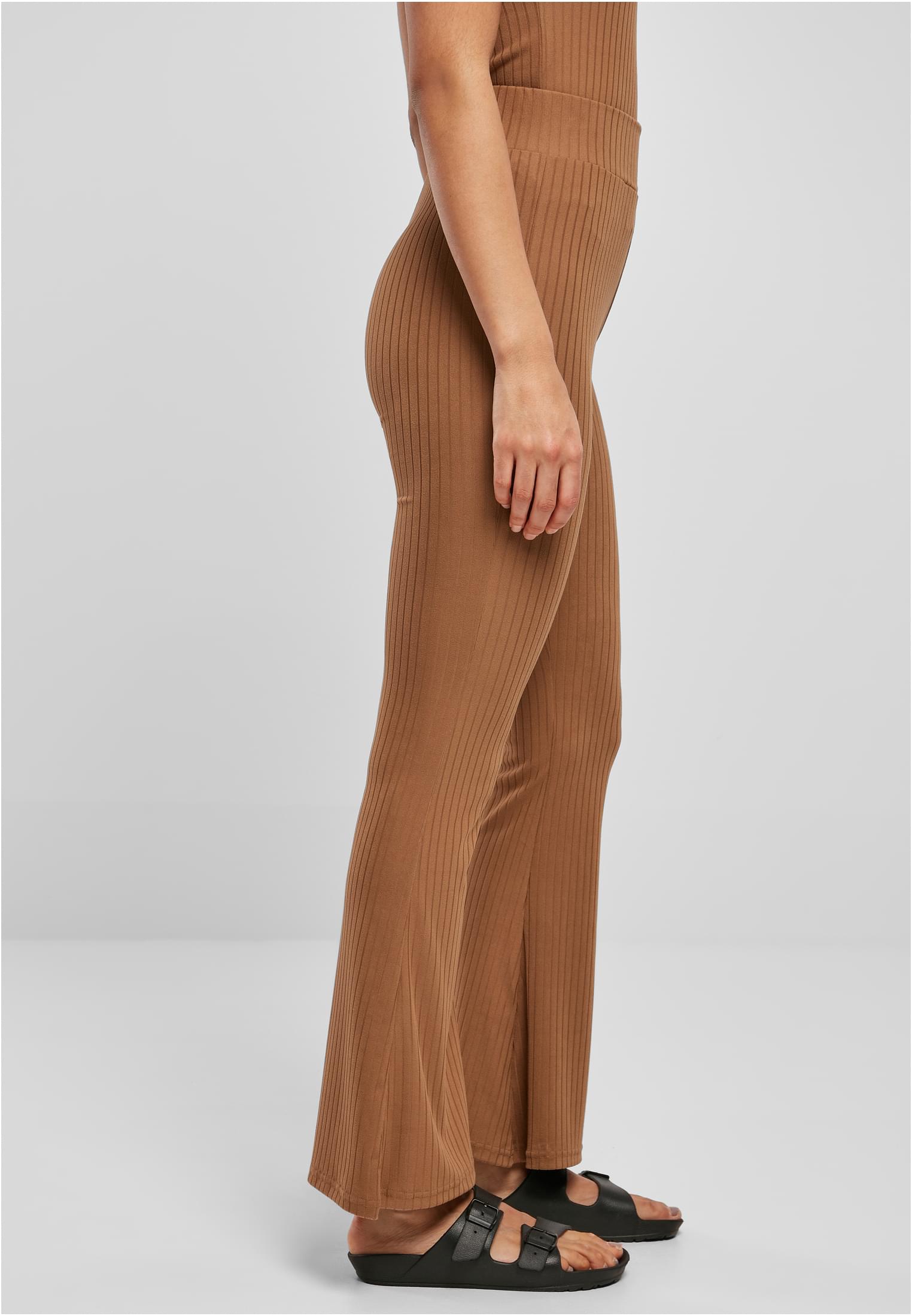 Ladies High Waist Rib Flared Leggings darktaupe 3XL - variant image 3