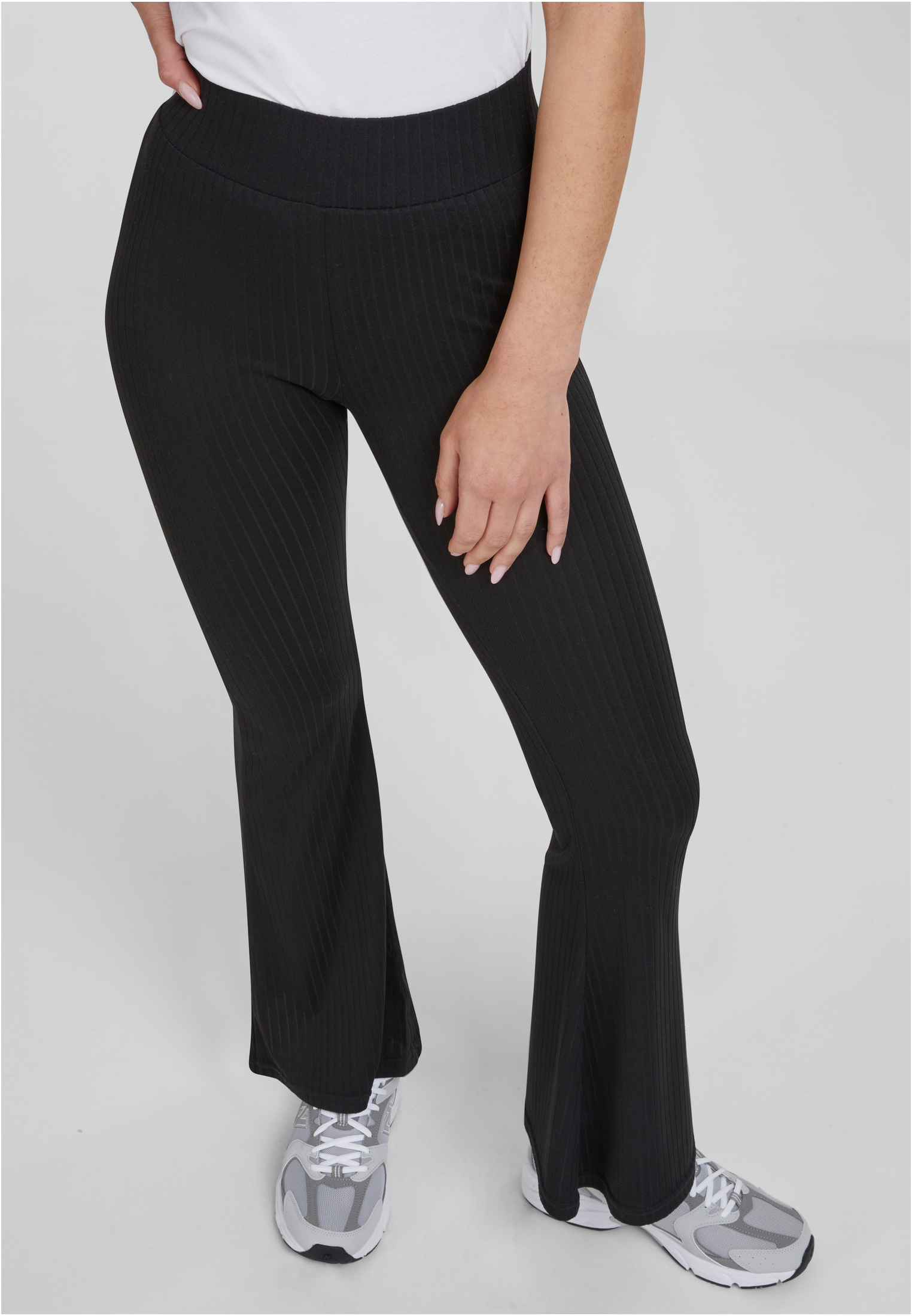 Ladies High Waist Rib Flared Leggings black 3XL - variant image 5