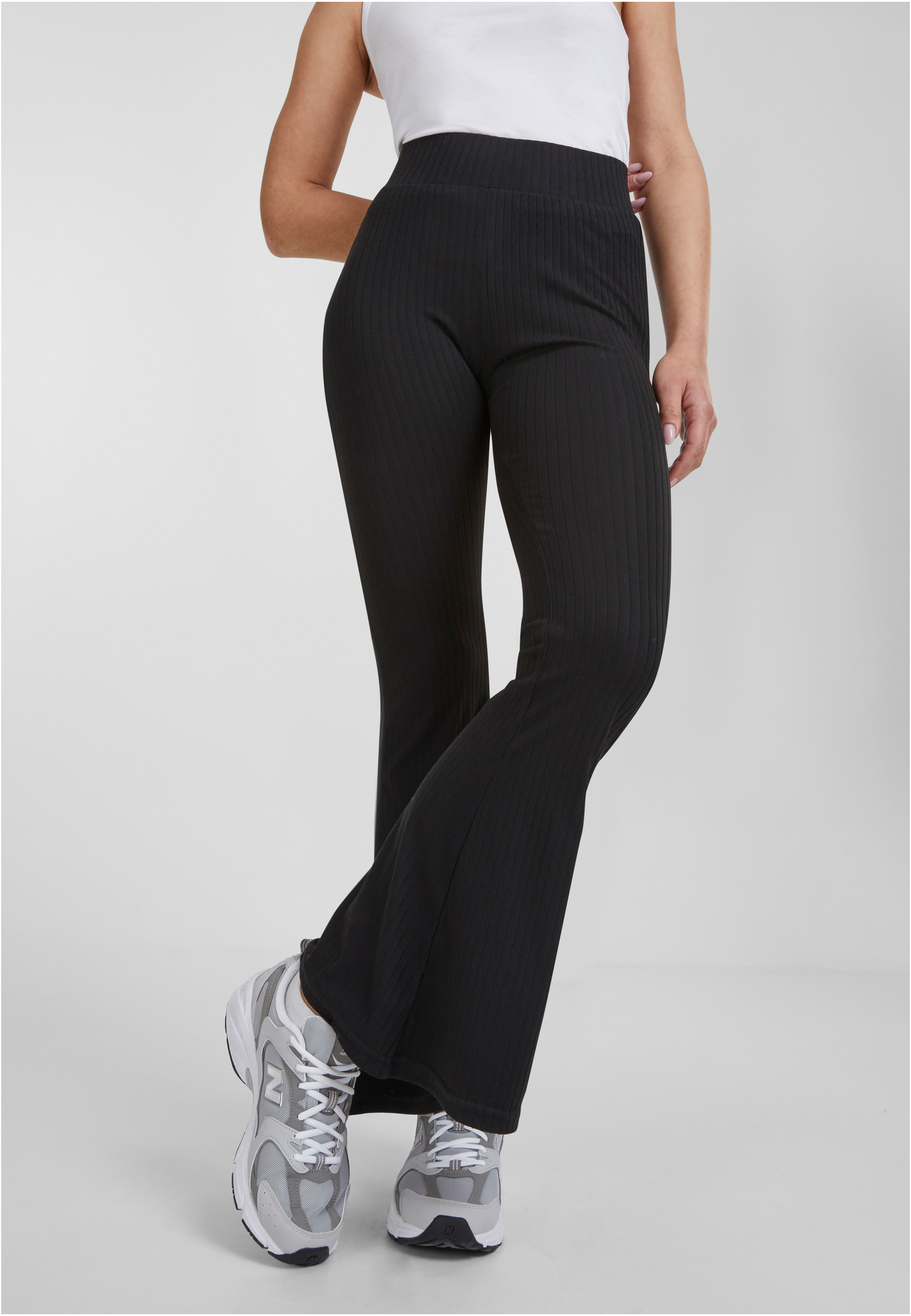 Ladies High Waist Rib Flared Leggings black 3XL - variant image 6