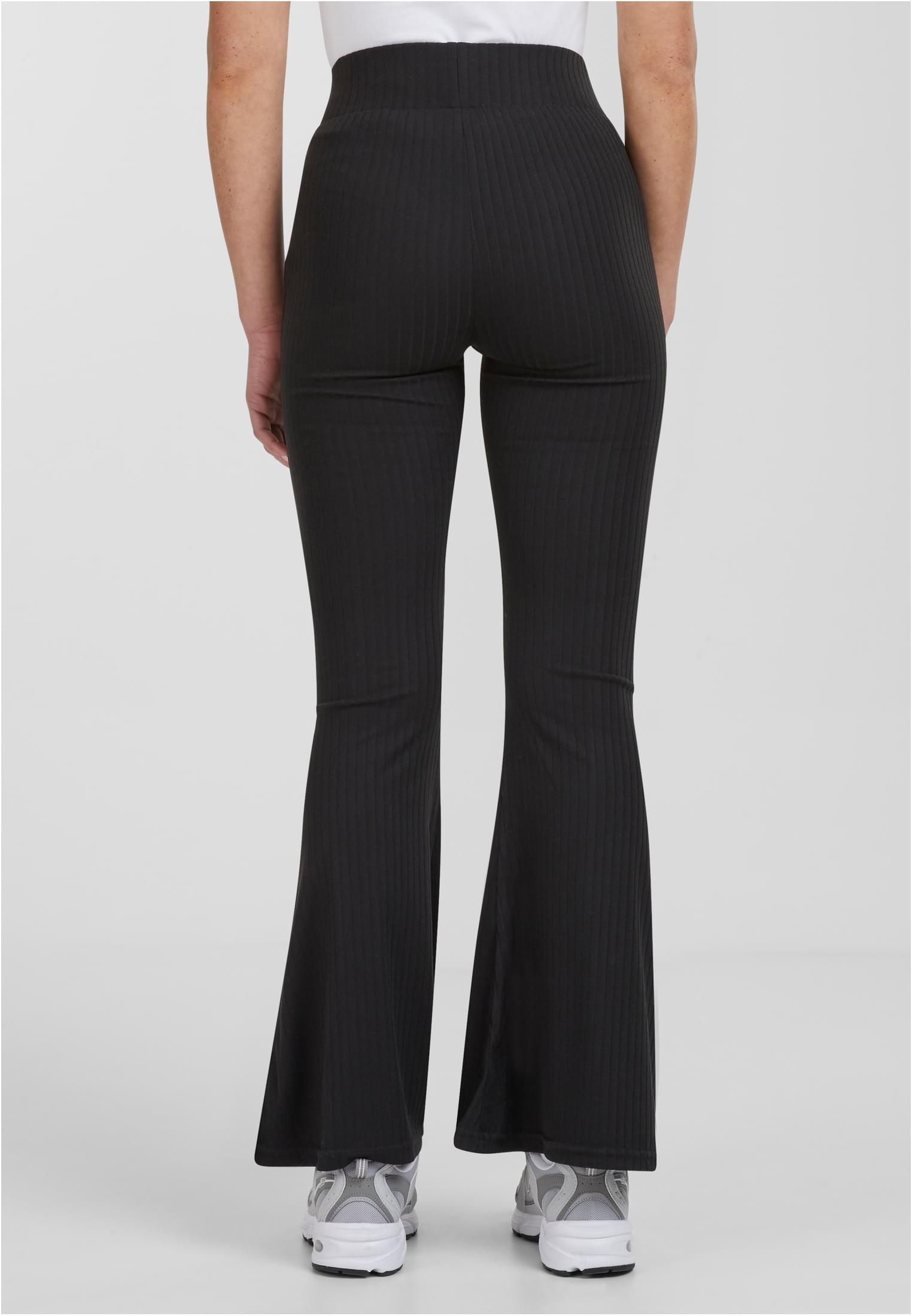 Ladies High Waist Rib Flared Leggings black 3XL - variant image 2