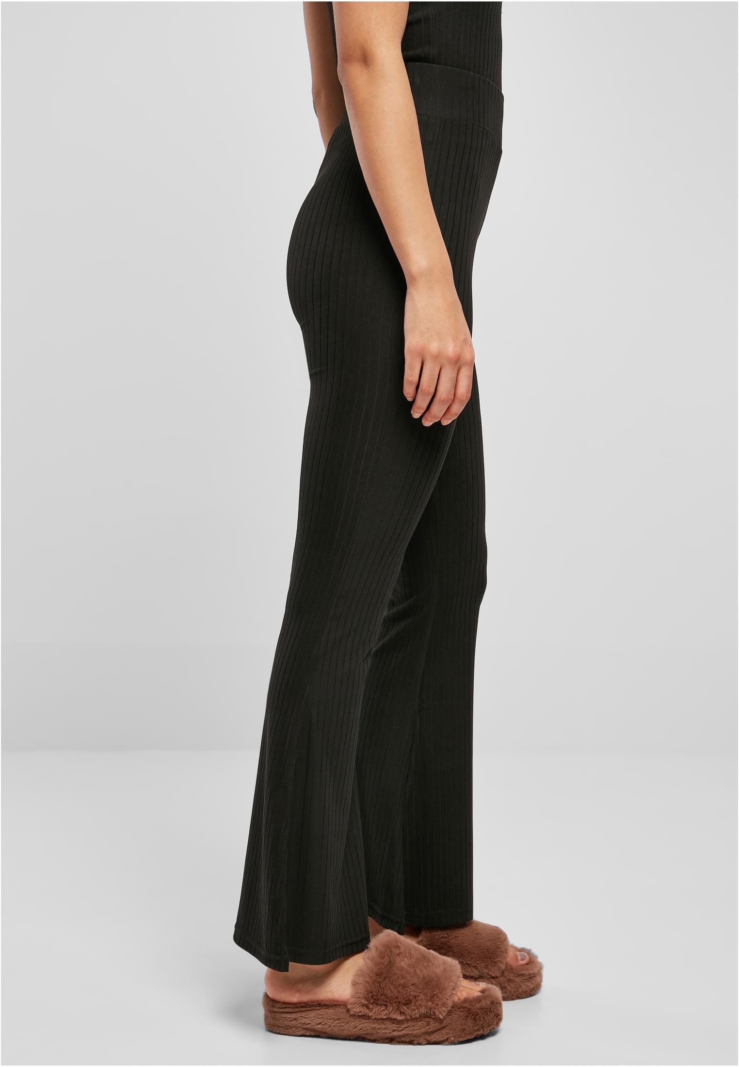 Ladies High Waist Rib Flared Leggings black 3XL - variant image 3