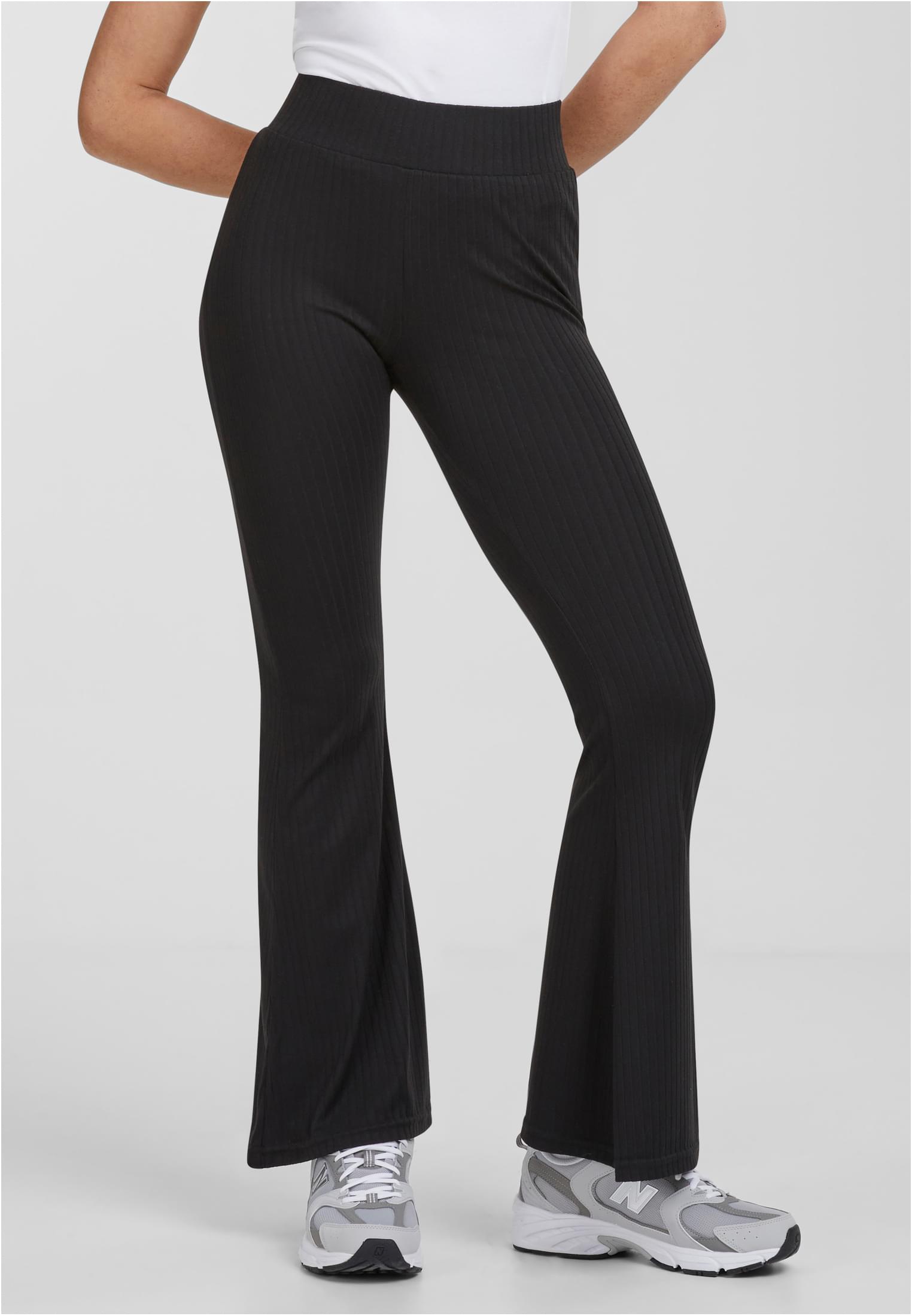 Ladies High Waist Rib Flared Leggings black 3XL - alternate variant 1