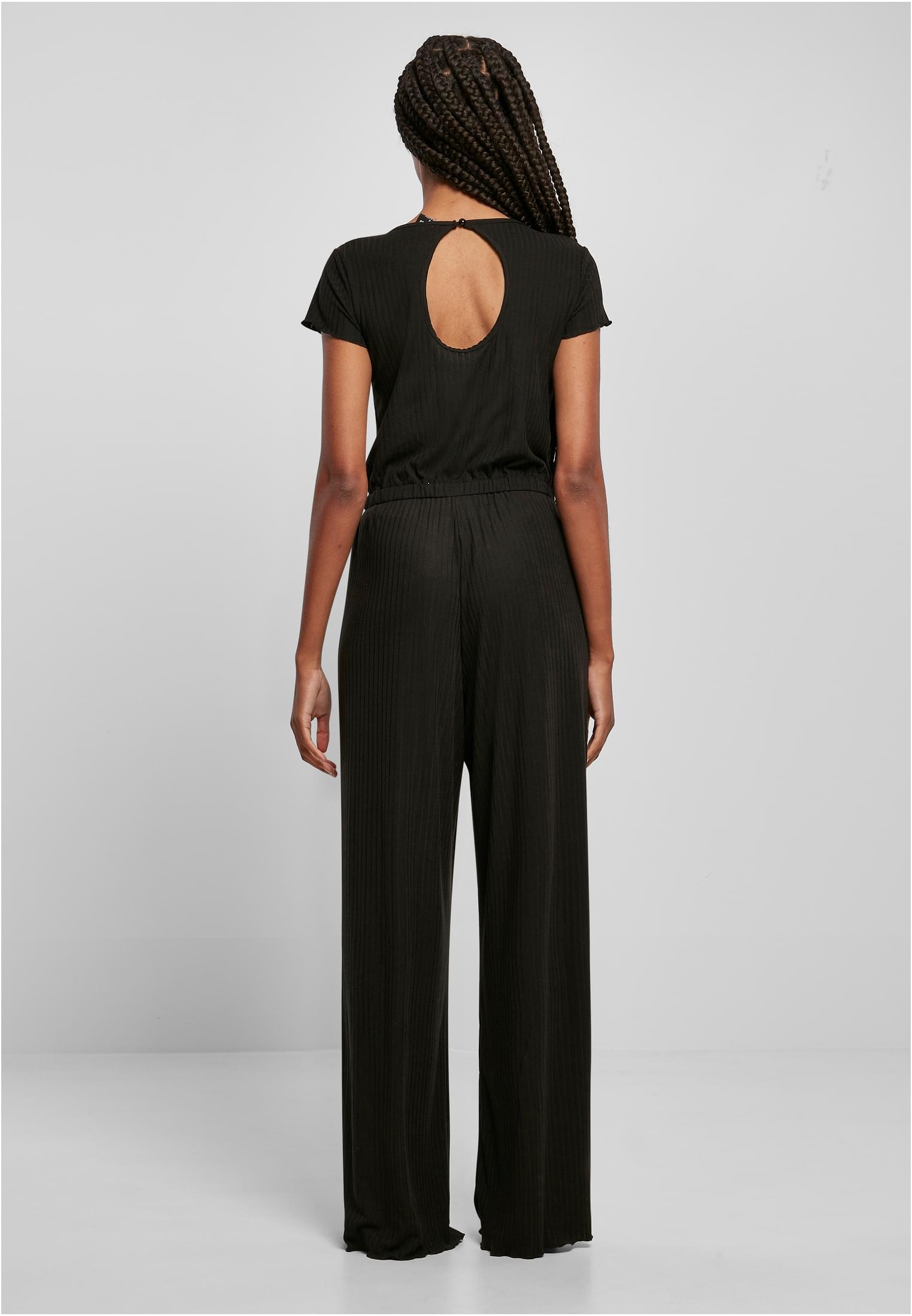 Ladies Rib Wid Leg Jumpsuit black 3XL - variant image 2